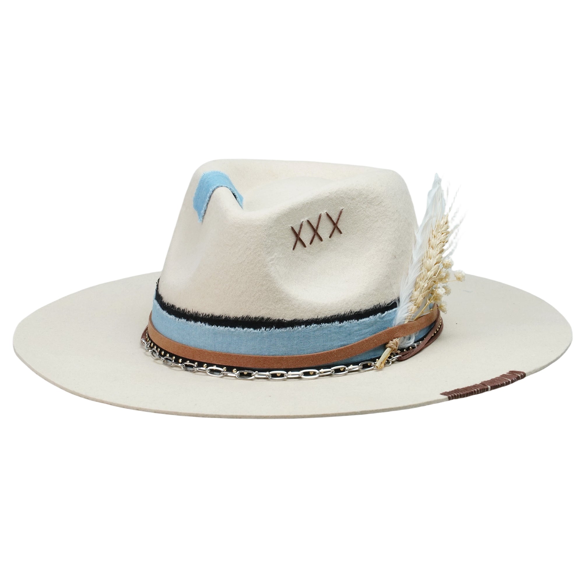 Cream Felt Fedora with Dried Flower Band