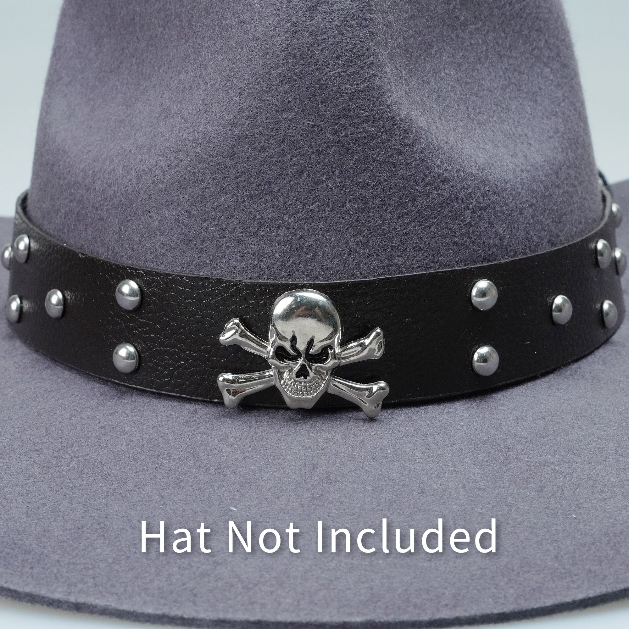 SILVER SKULL LEATHER HAT BAND
