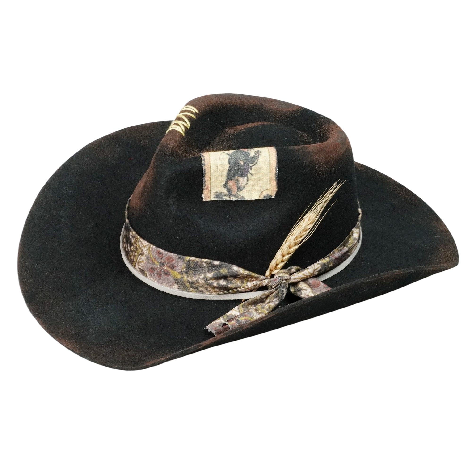 Refined Felt Hat – Black Base, Custom Floral Band