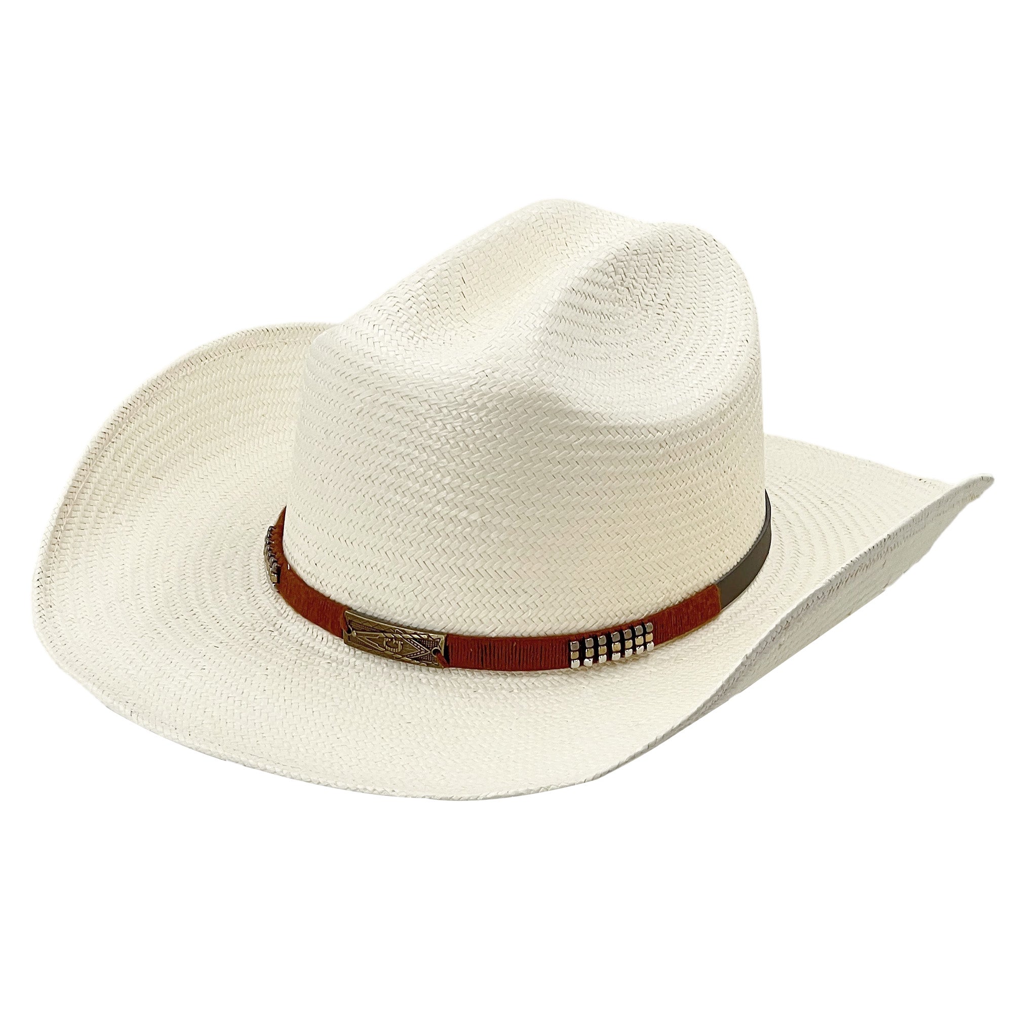 Straw Hat with Vintage Metal Accent