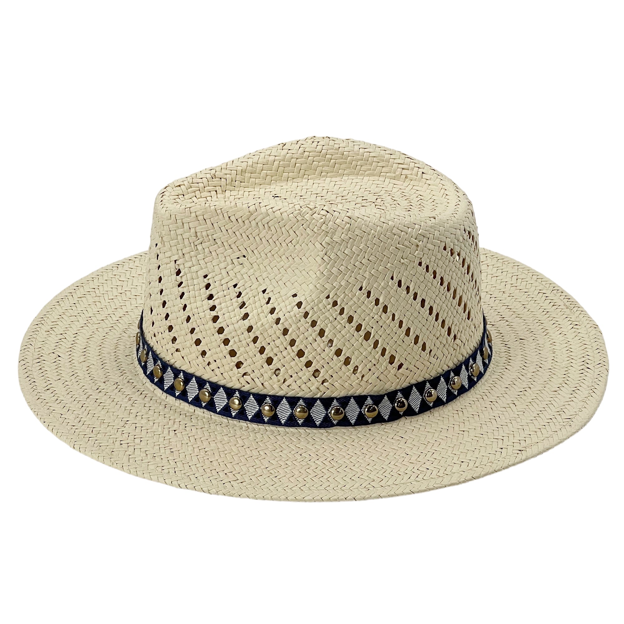 Beige Straw Hat – Woven Trim & Simple Clasp