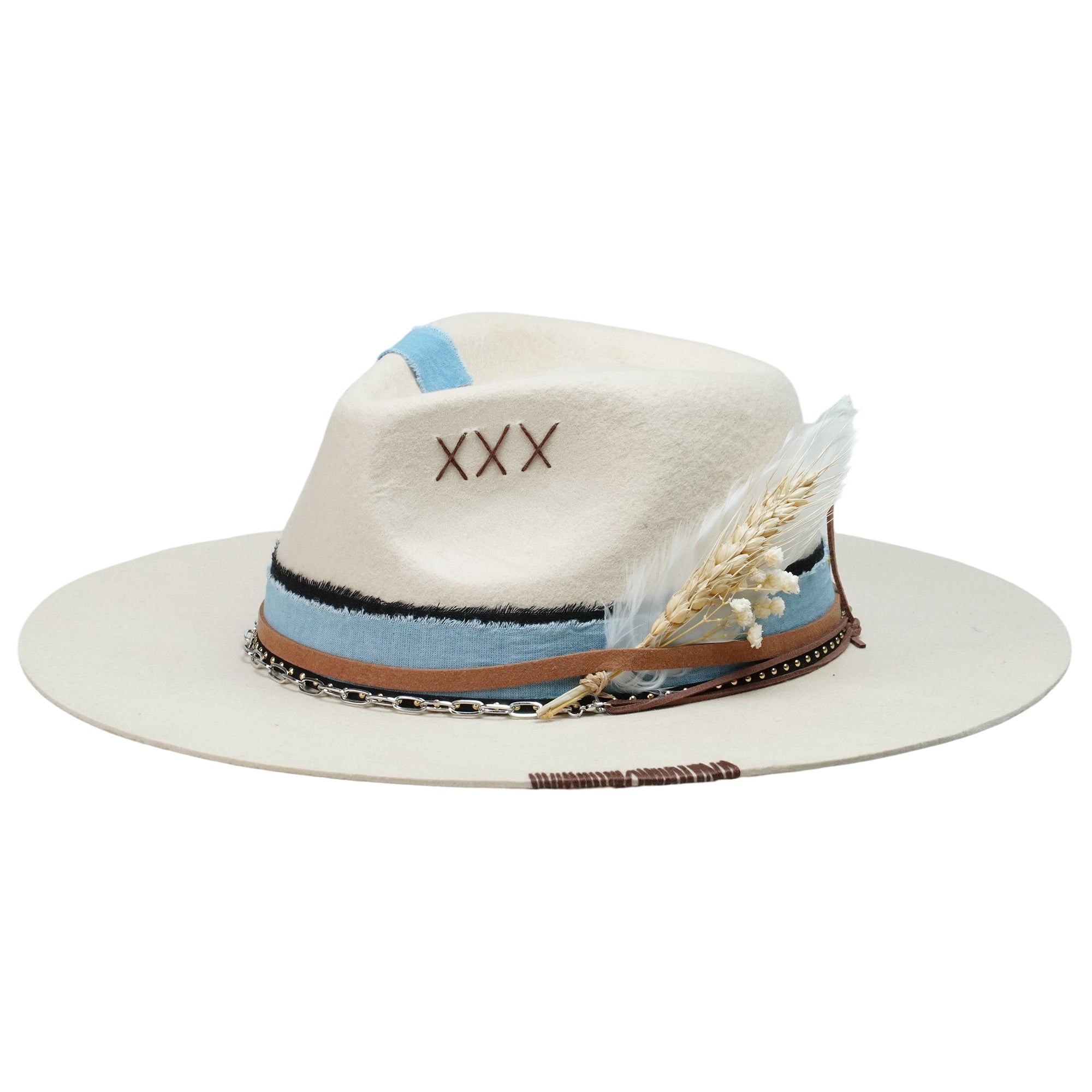 Cream Felt Fedora with Dried Flower Band