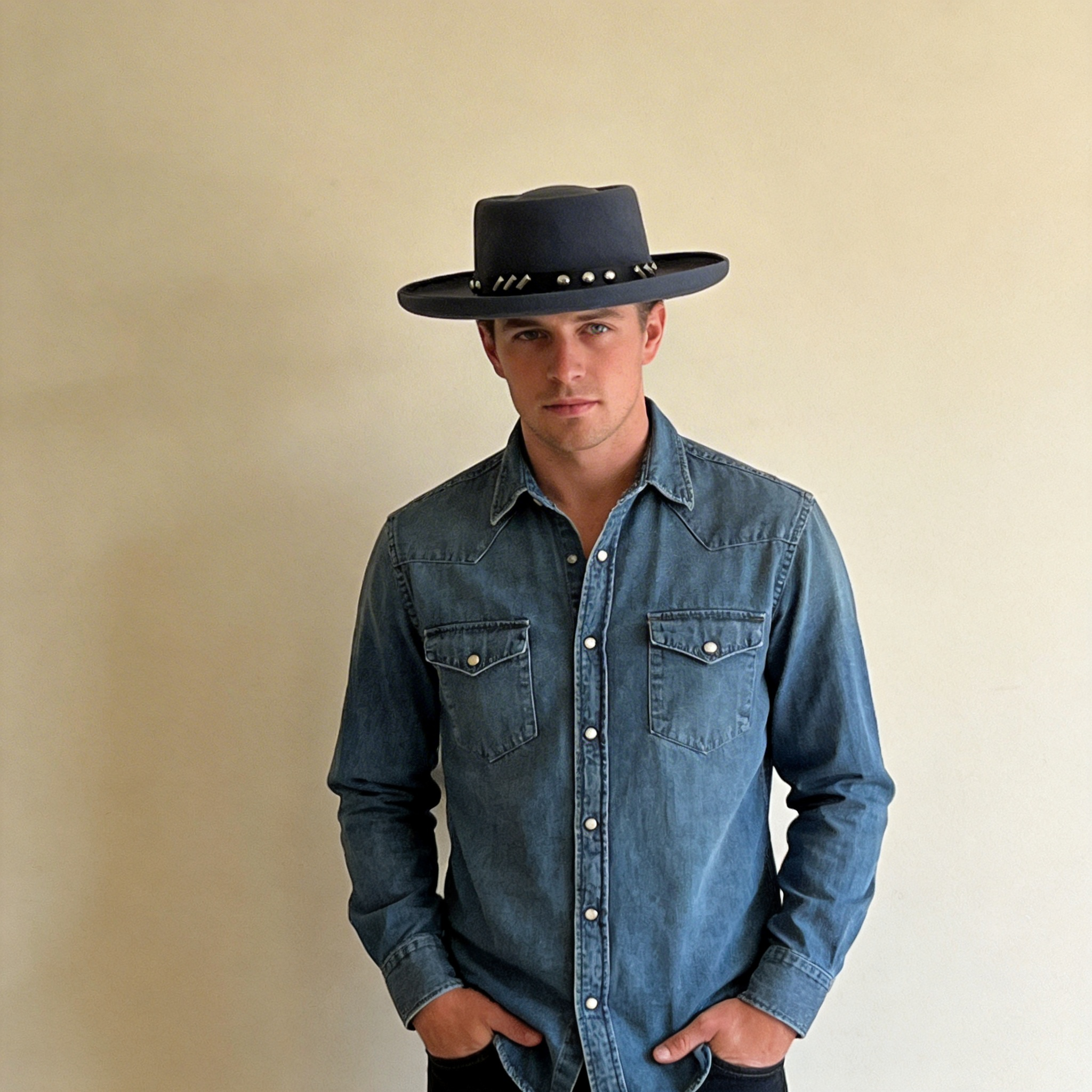Premium Gambler Hat – Metal Clasp Detail