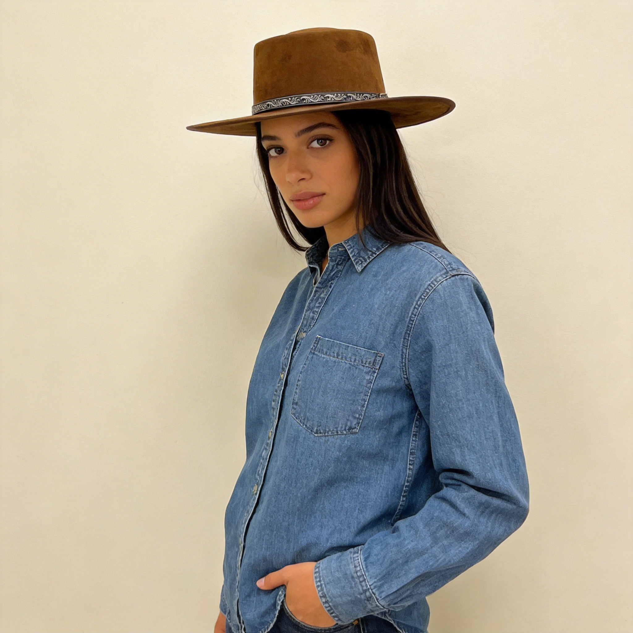 Premium Tan Felt Gambler Hat