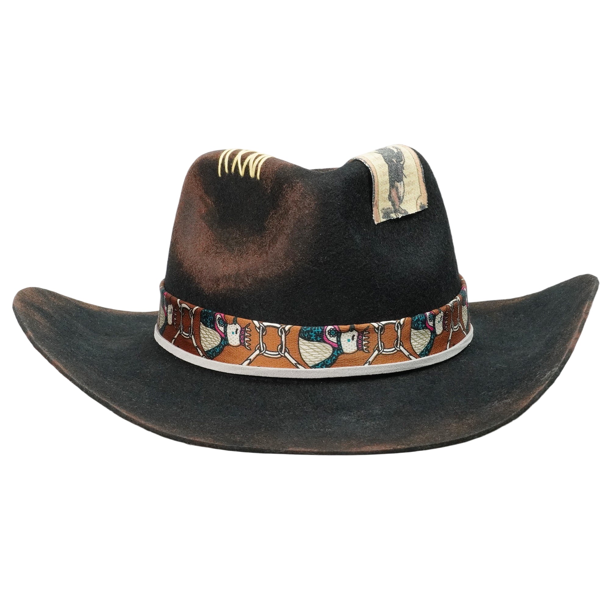 Hand-Burned Urban Felt Hat – Dark Tone, Artisanal Burnt Effect