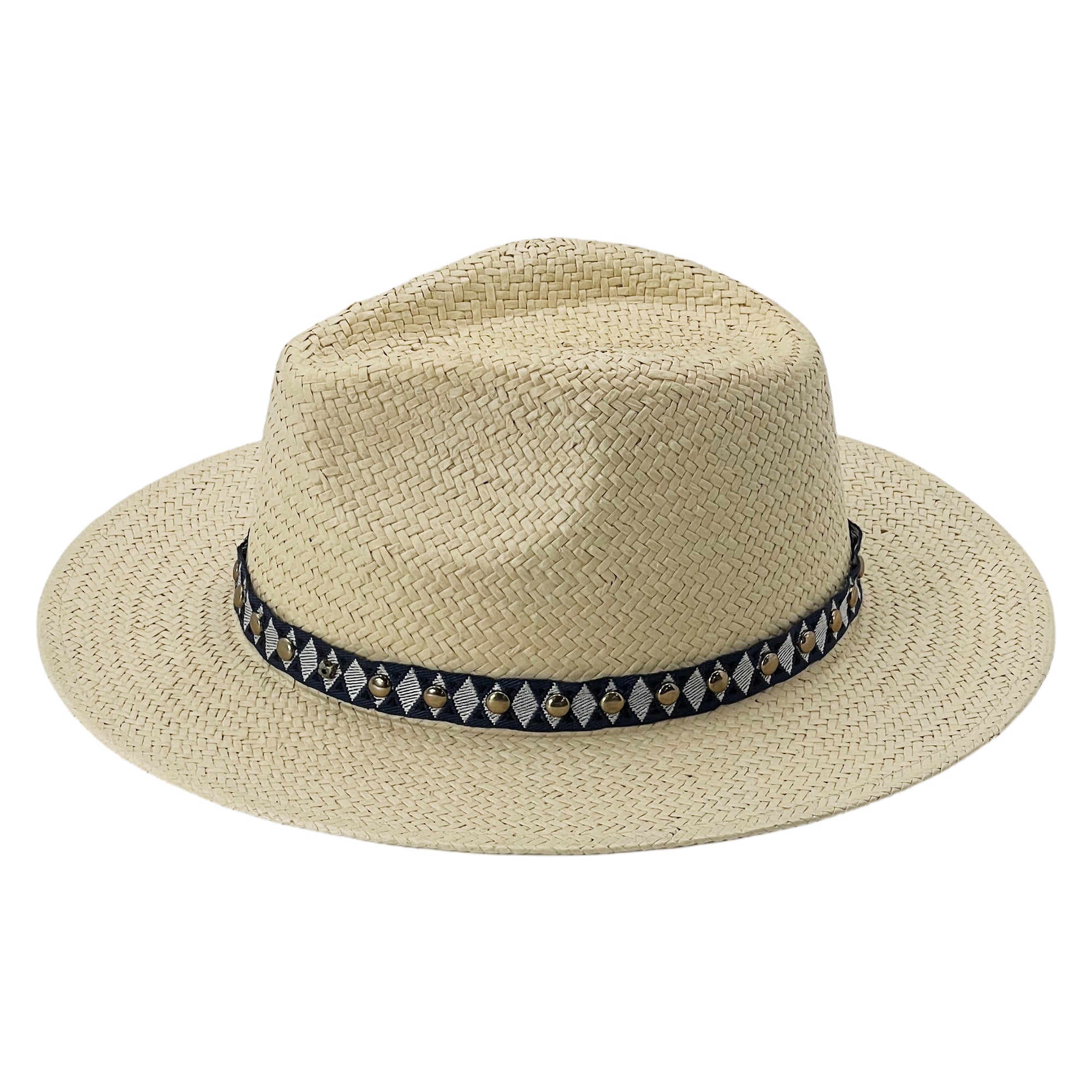 Beige Straw Hat – Woven Trim & Simple Clasp