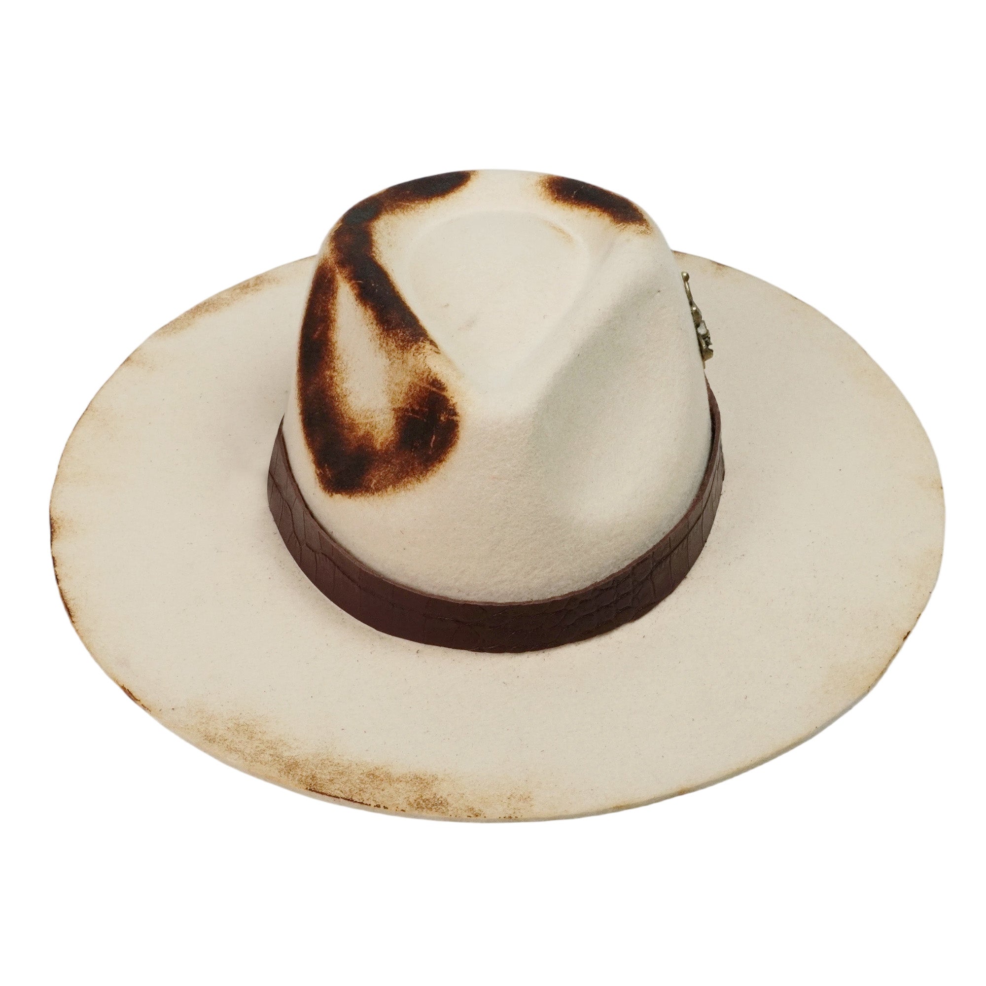 Modern Felt Hat – Distressed Edge, Copper Metal Trim