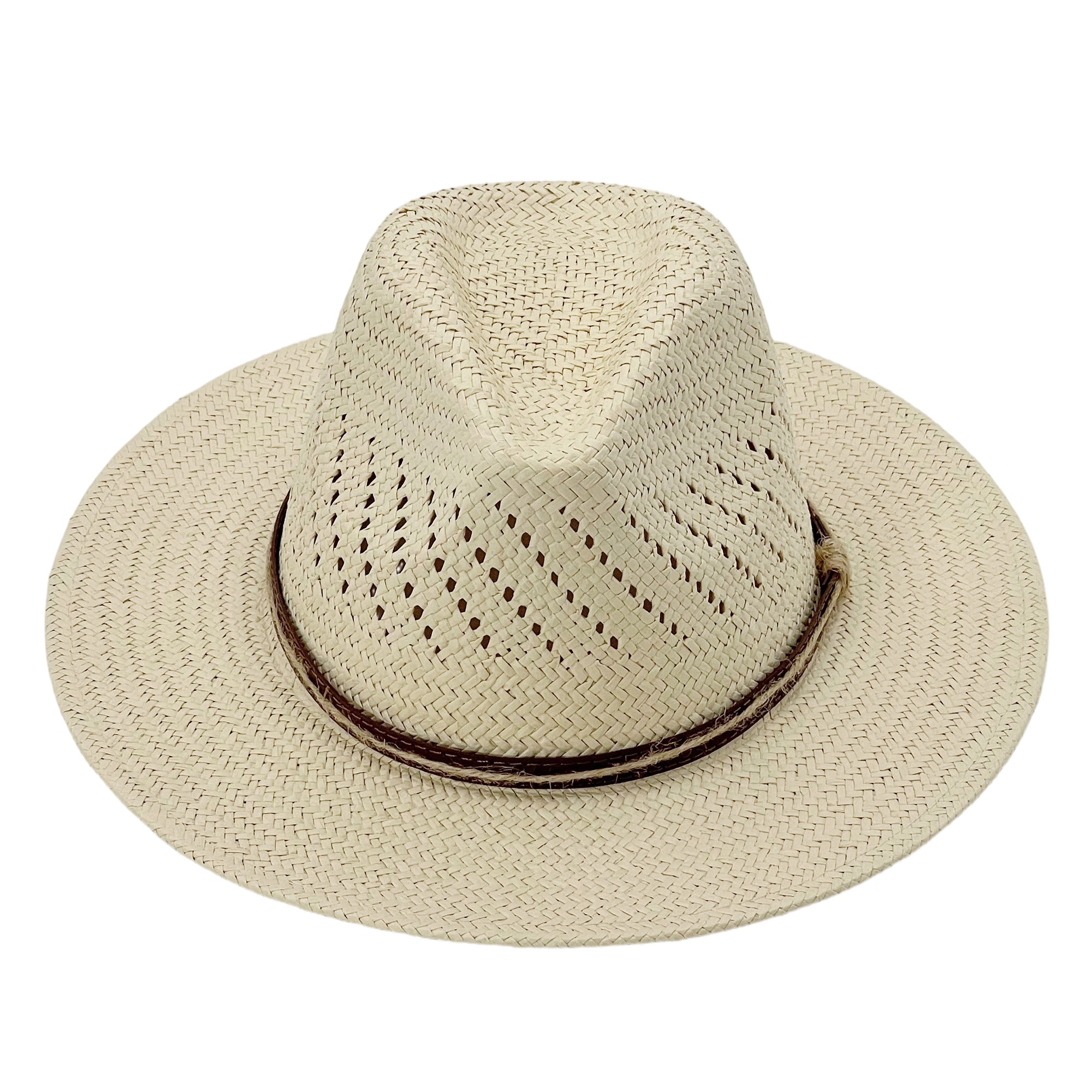 Straw Hat – Beige with Openwork Crown