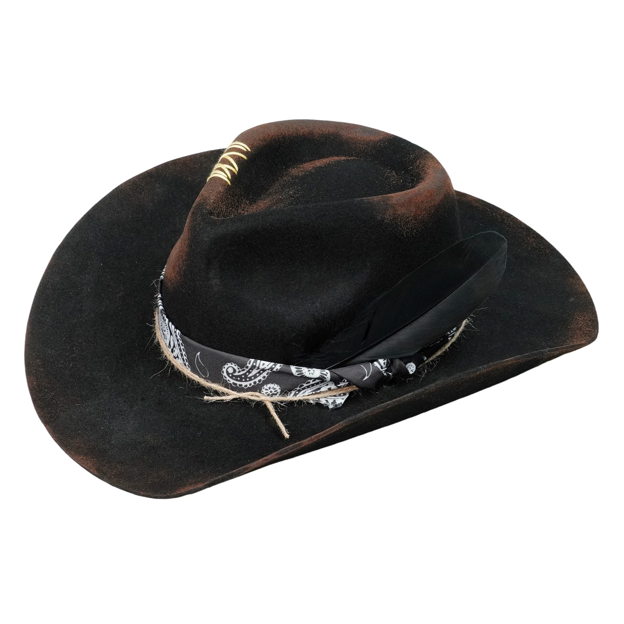 Statement Felt Hat – Rolled Brim, Hand-Tied Knots