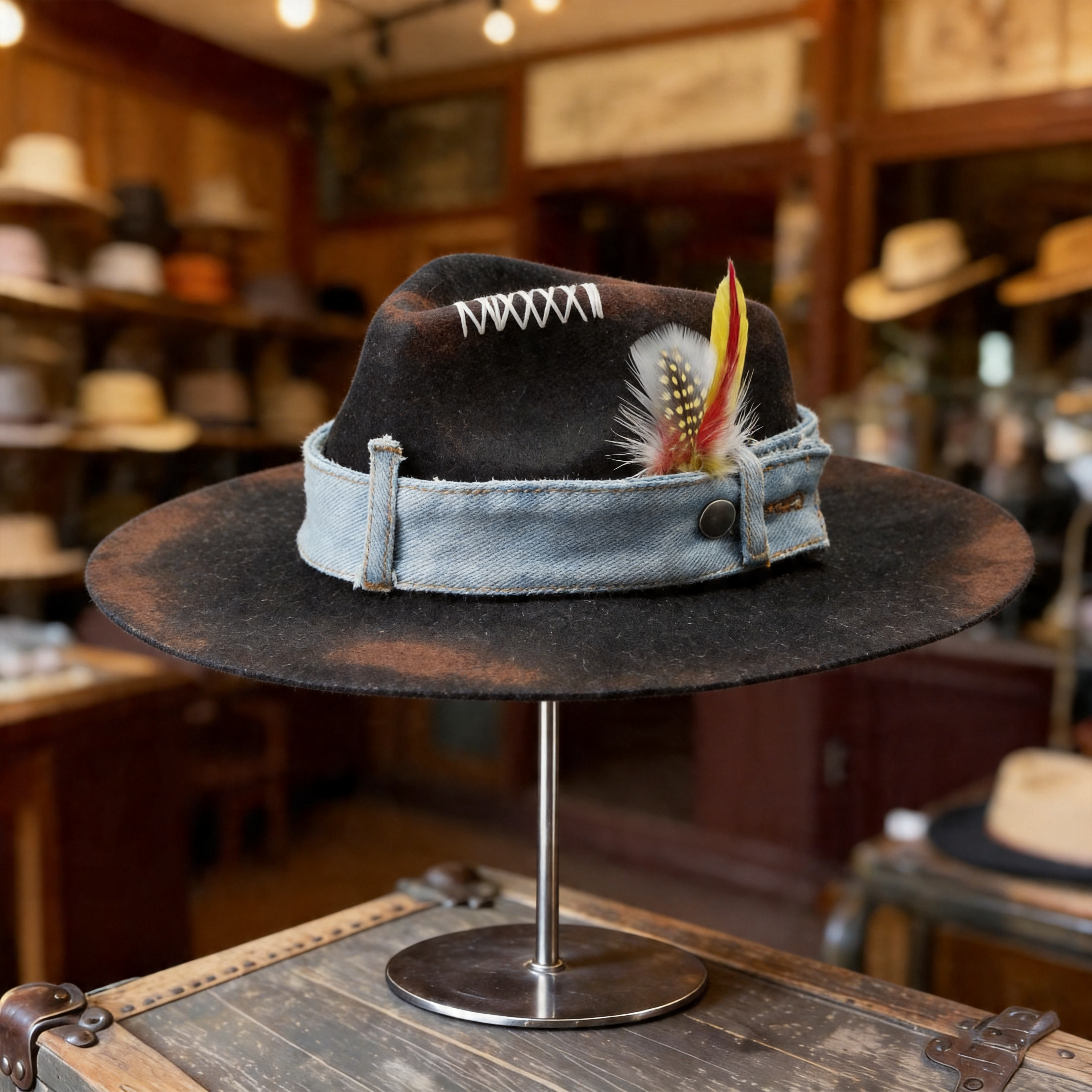 Refined Felt Hat – Minimal Shape, Denim Contrast