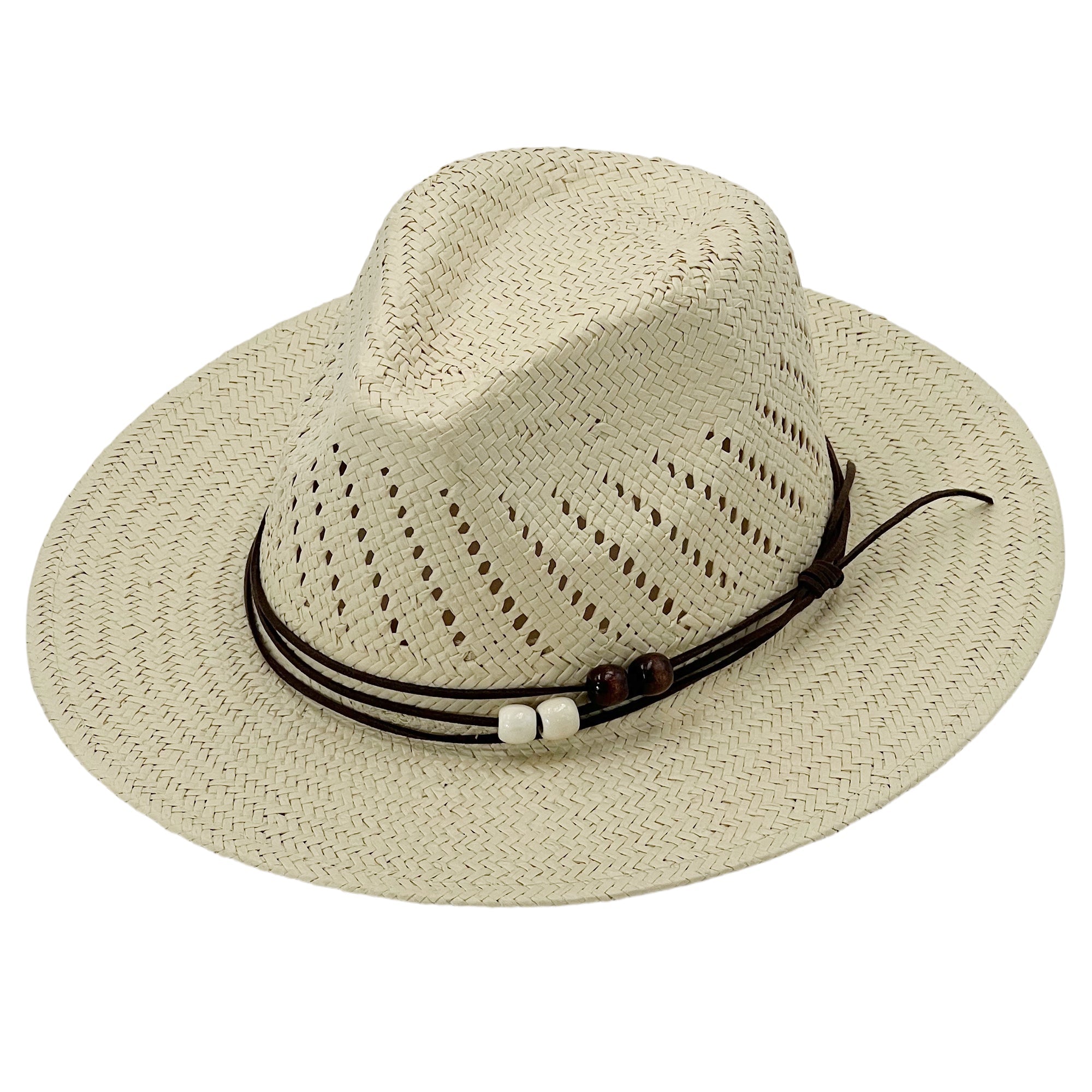 Oatmeal Straw Hat – Custom Beaded Band