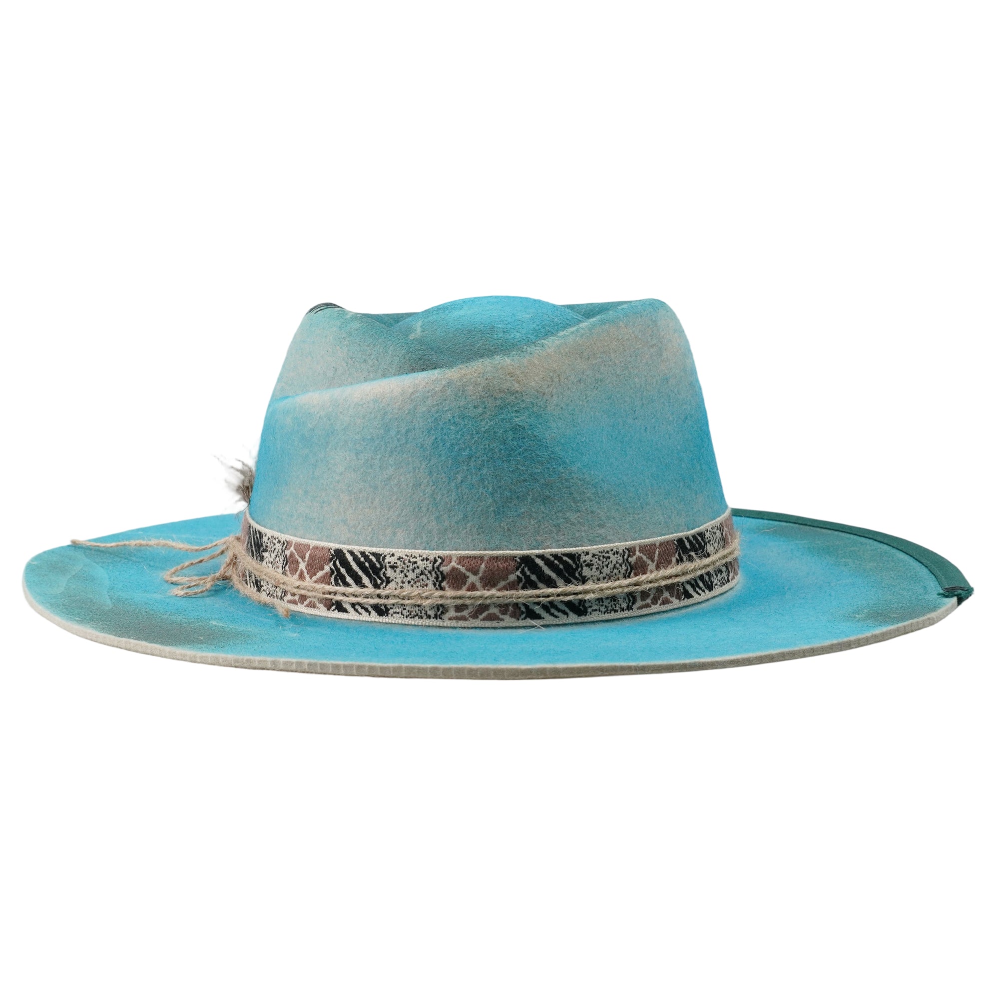 Minimalist Felt Hat – Blue-Green Body, Clean Lines