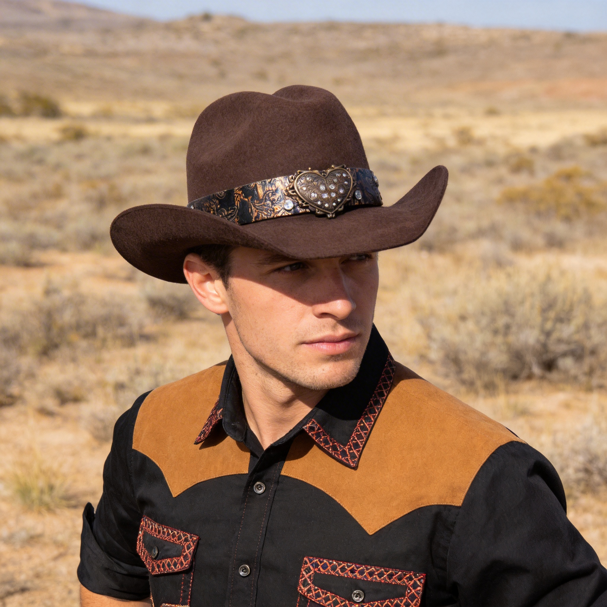 Brown Cowboy – Heart & Diamond Charms