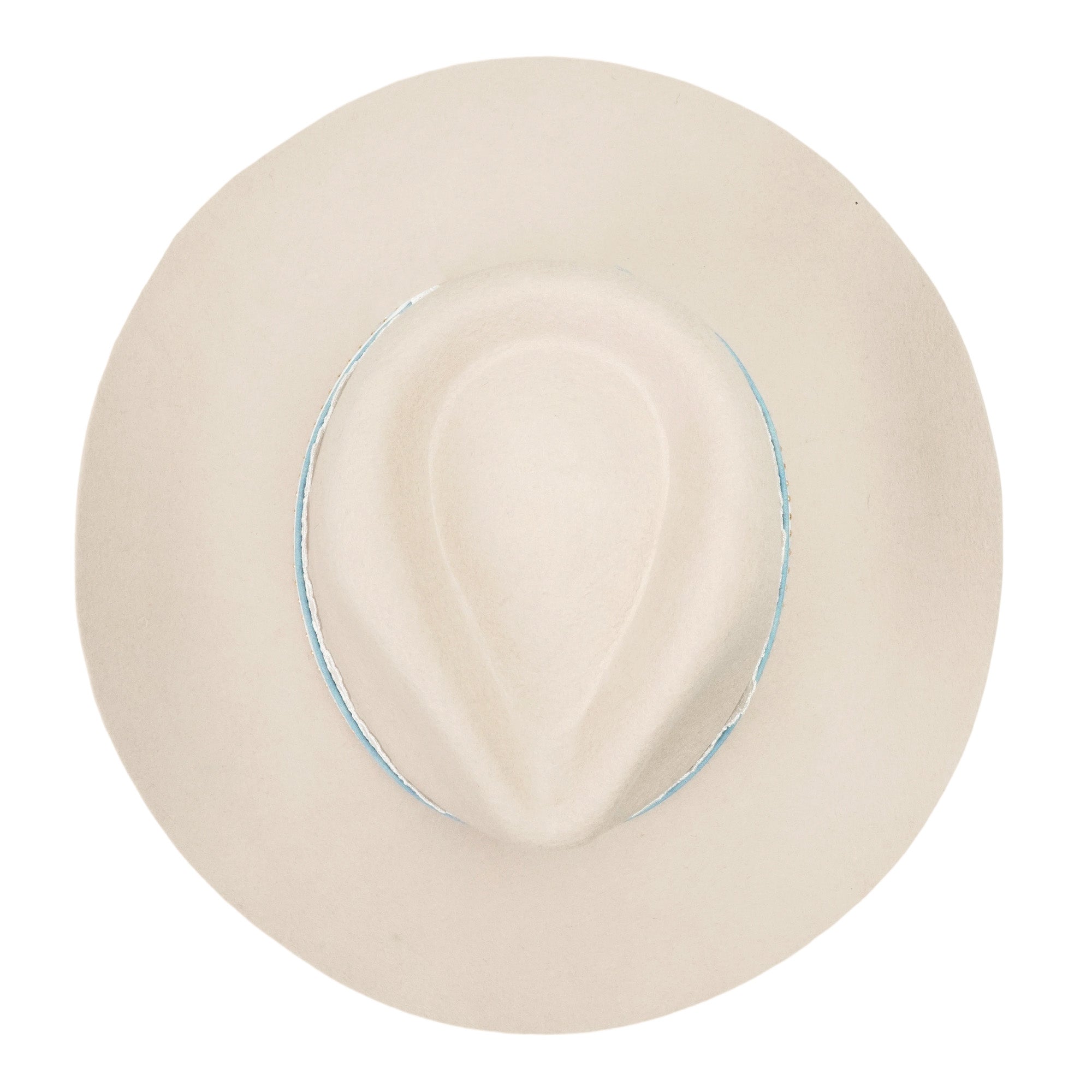 Off-White Rolled Brim Felt Hat with Lace & Denim Band