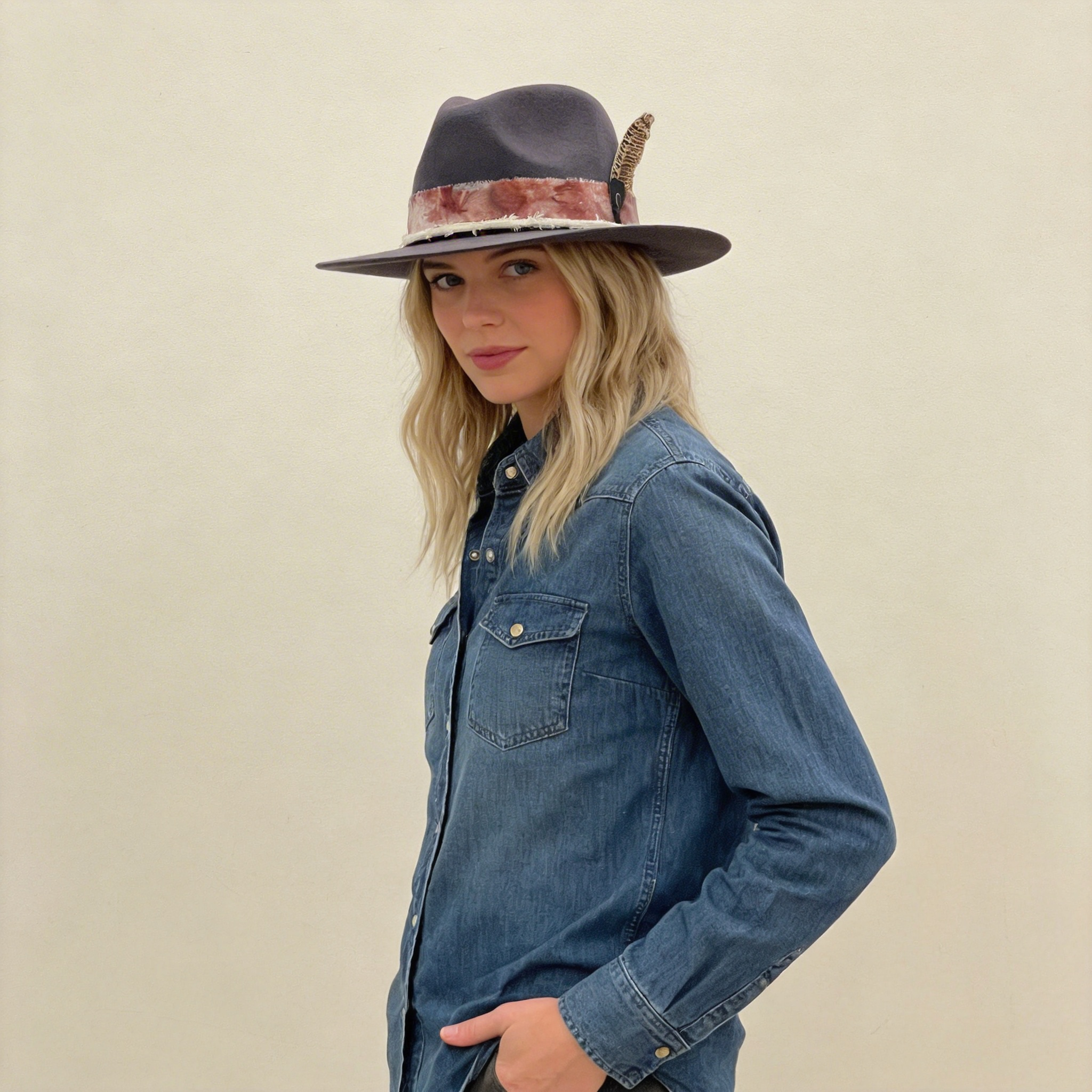 Cool Gray Fedora – Tie-Dye Band & Feather