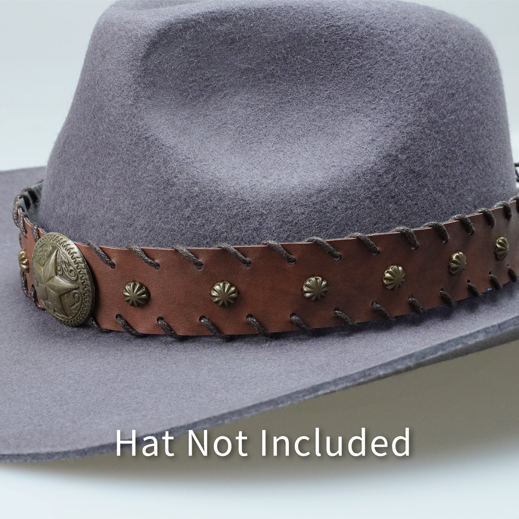 VINTAGE STAR METAL LEATHER HAT BAND