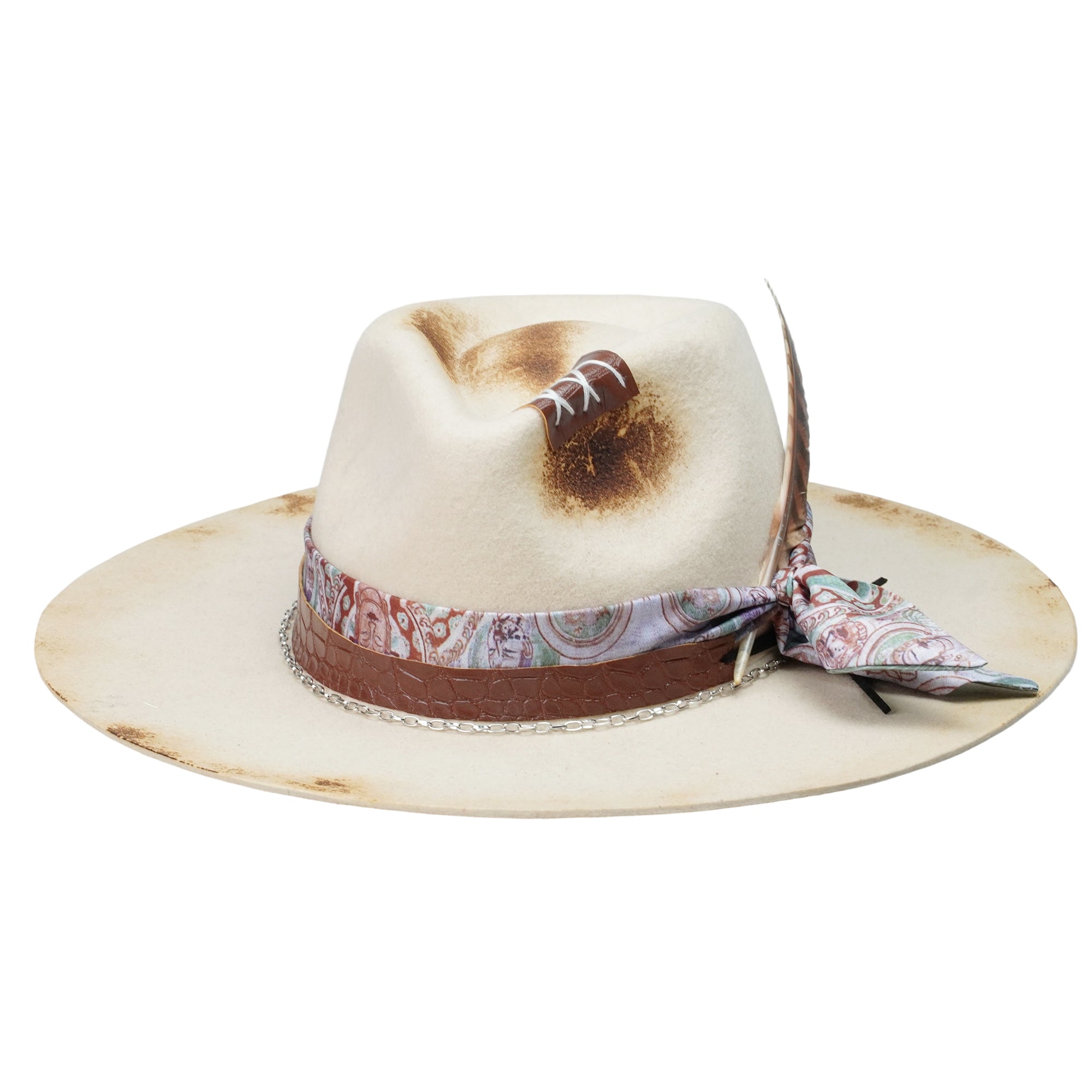 Flat-Brim Hat – Off-White, Charred, Leather, Feathers