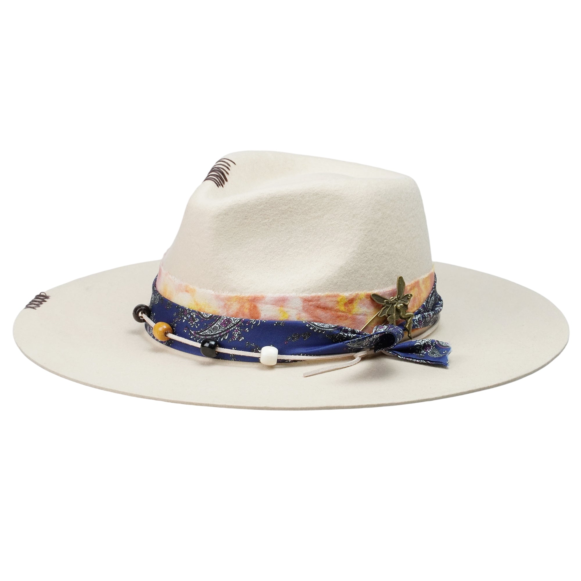 Modern Felt Hat: Luxurious Fabric, Metal, Beads