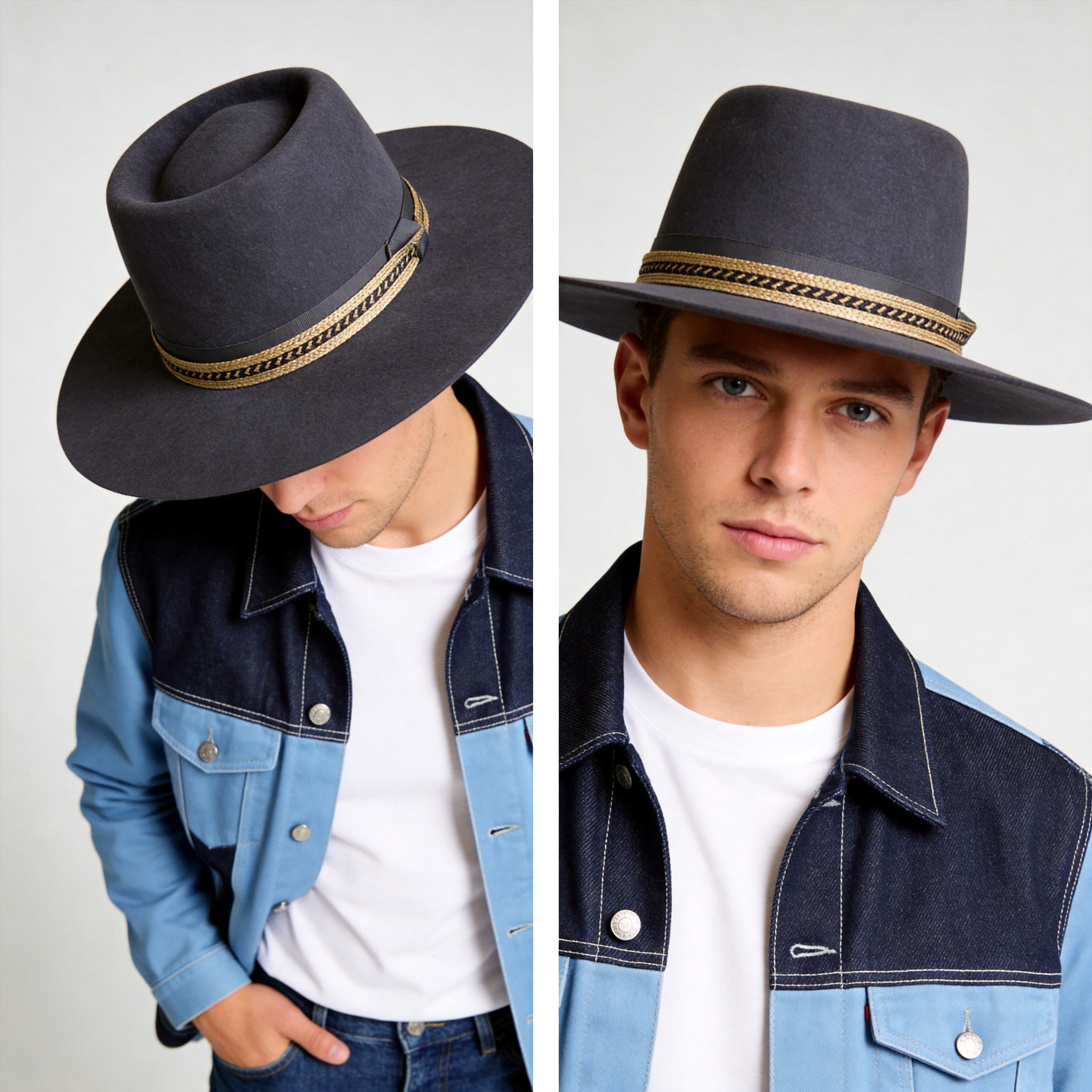 Gray Gambler Hat – Subtle Metallic Trim