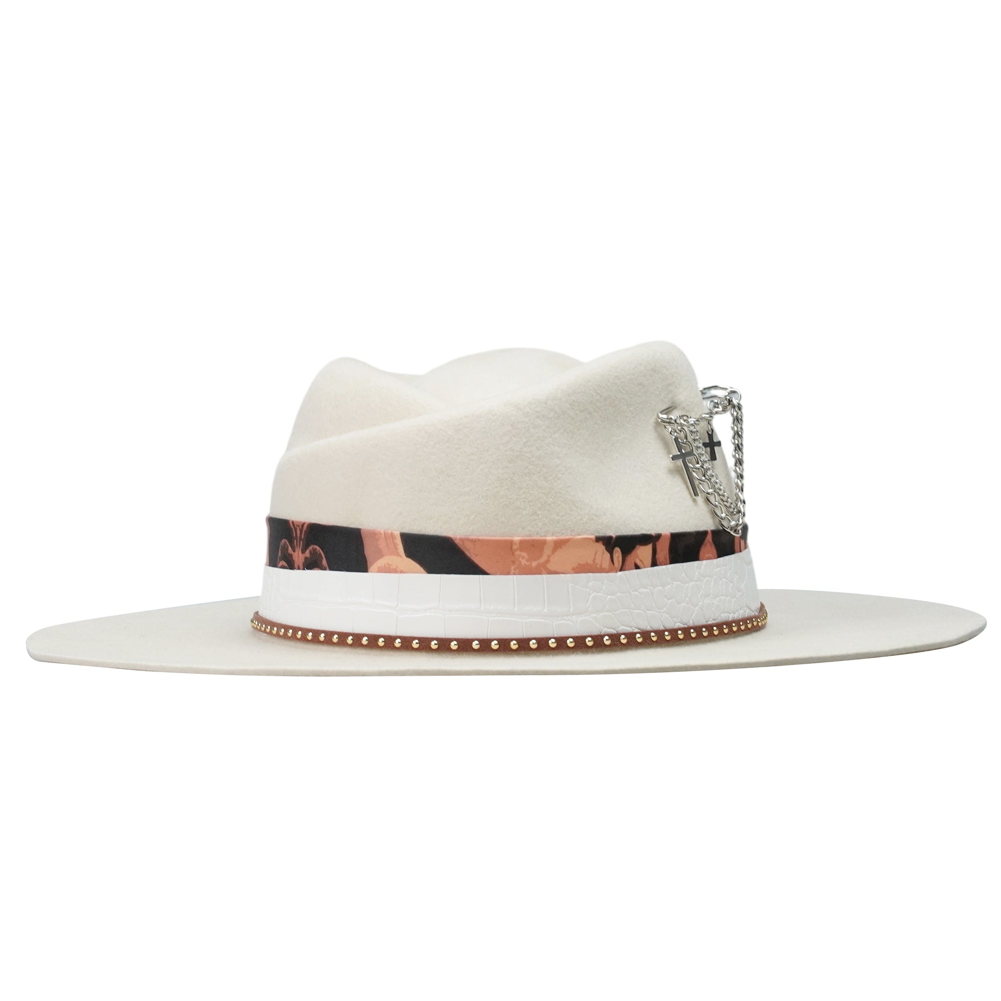 Rose Crown Felt Hat with Silver Pin