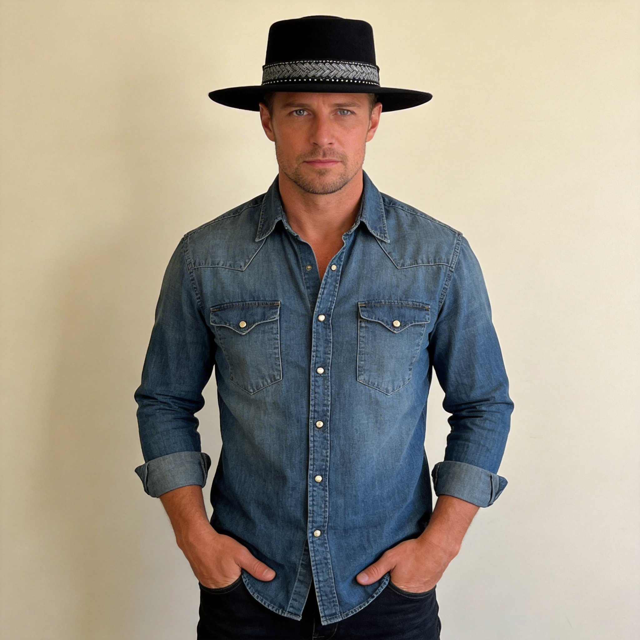 Artisan Black Gambler – Wide Flat Brim