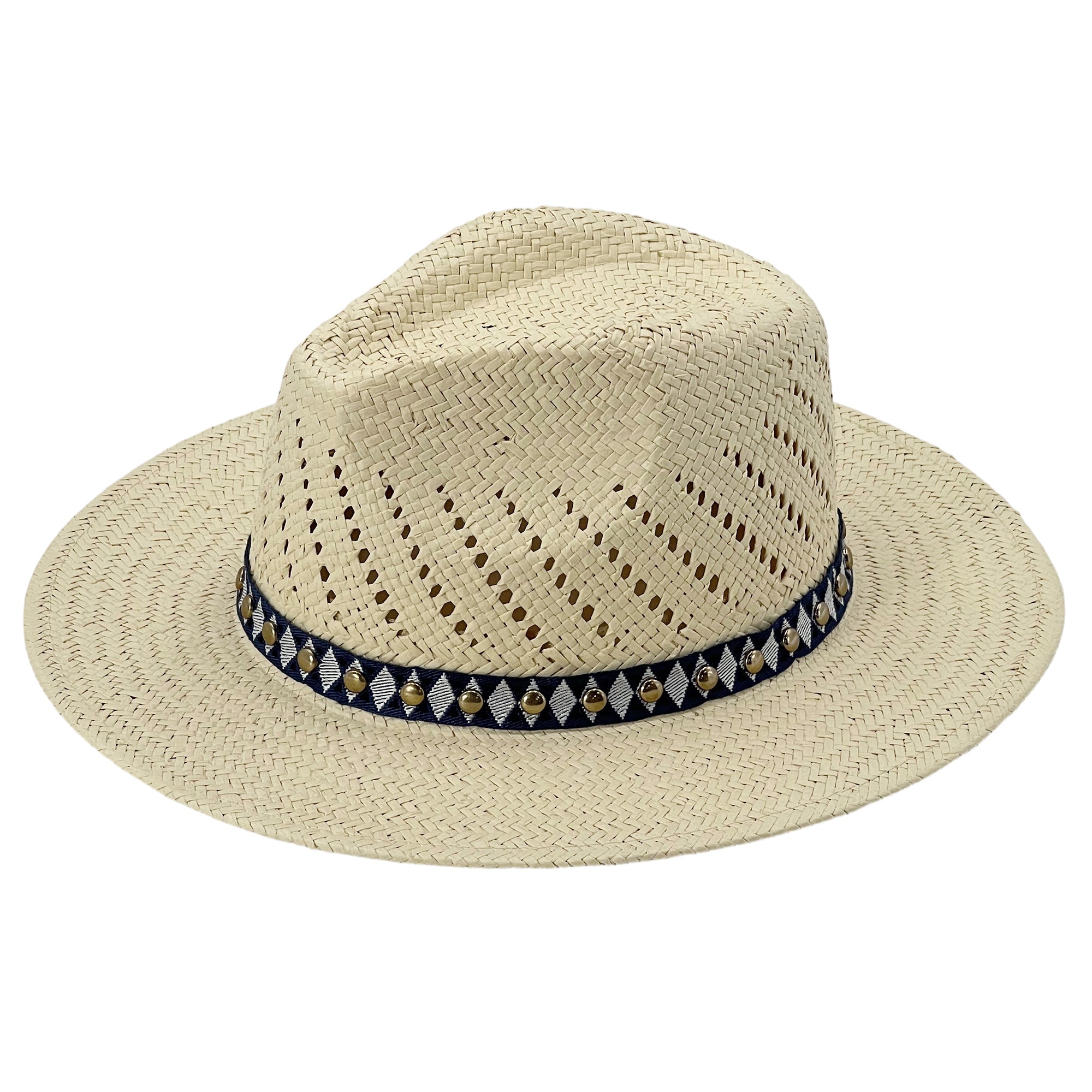 Beige Straw Hat – Woven Trim & Simple Clasp