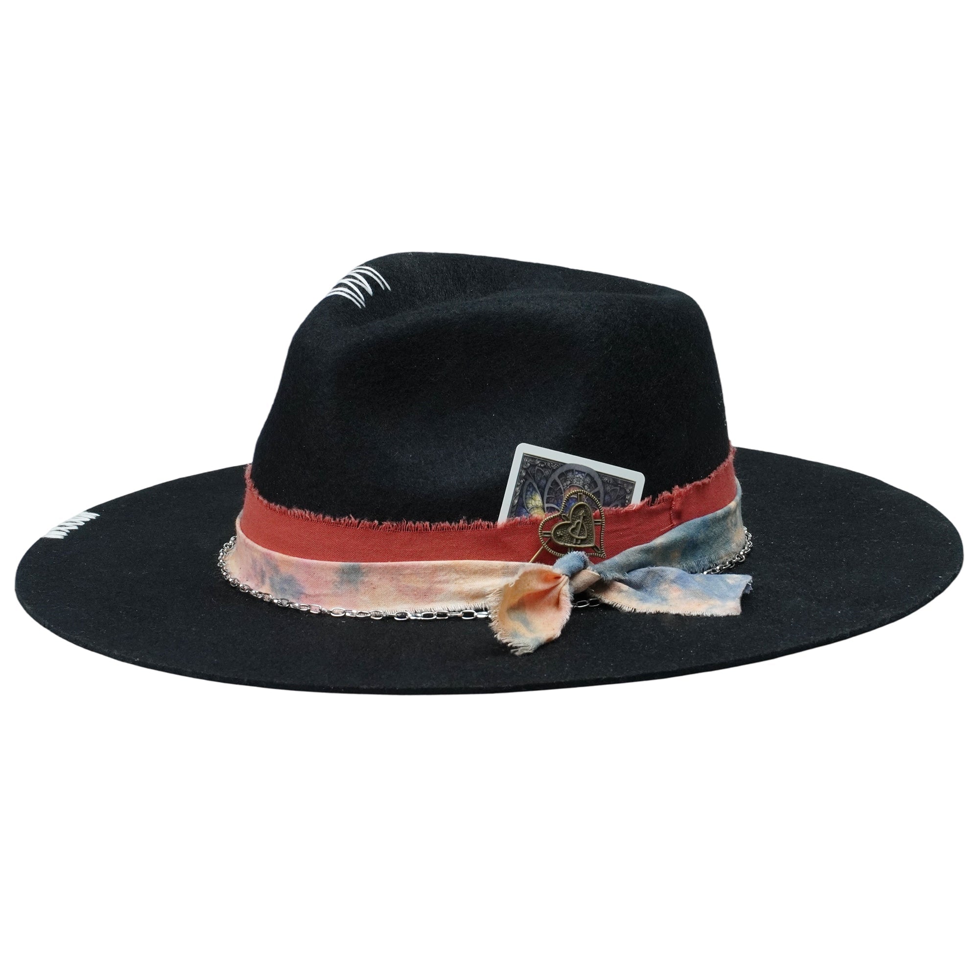 Statement Hat – Black, Tie-Dye, Metal & Card