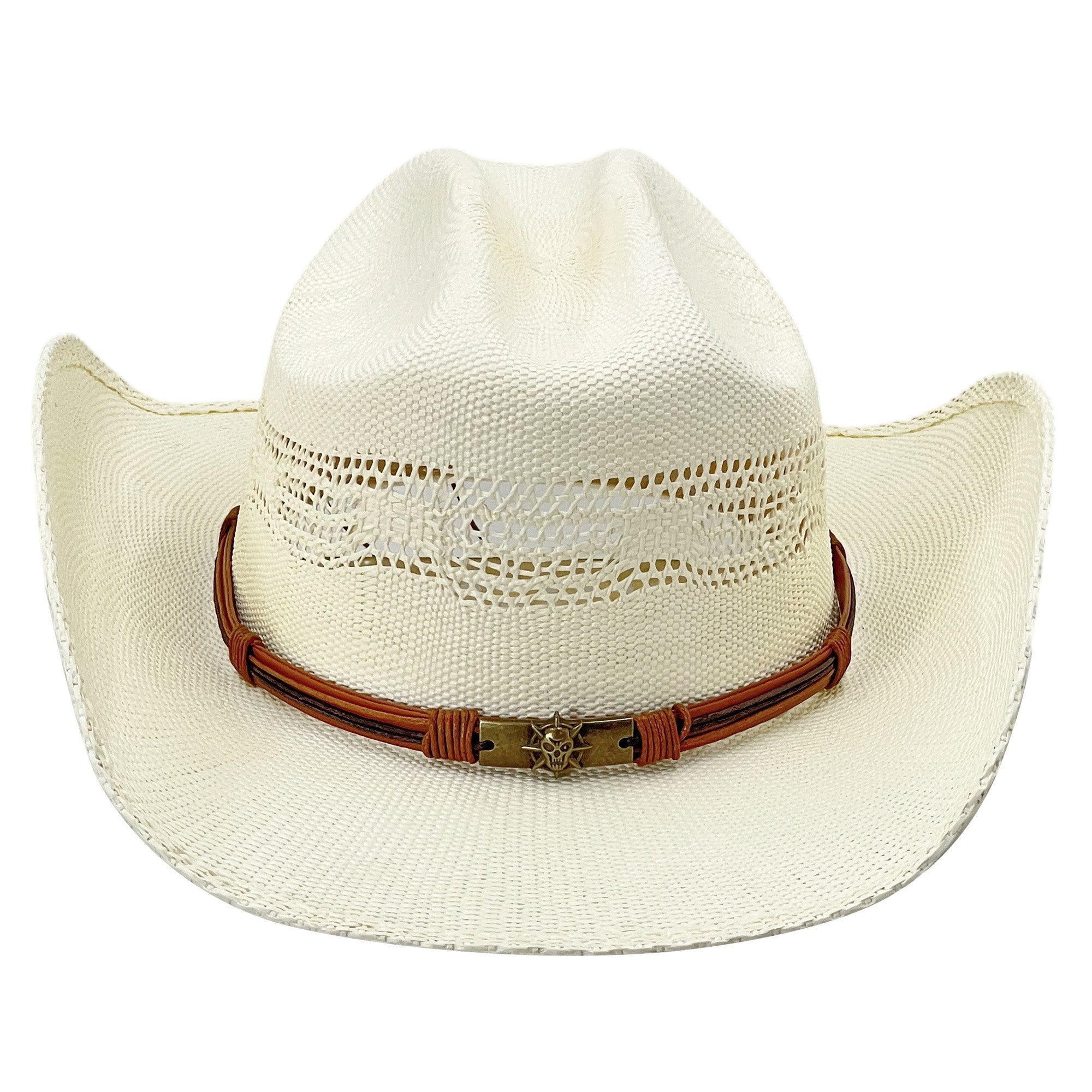 Straw Hat with Vintage Clasp & Cut-Outs