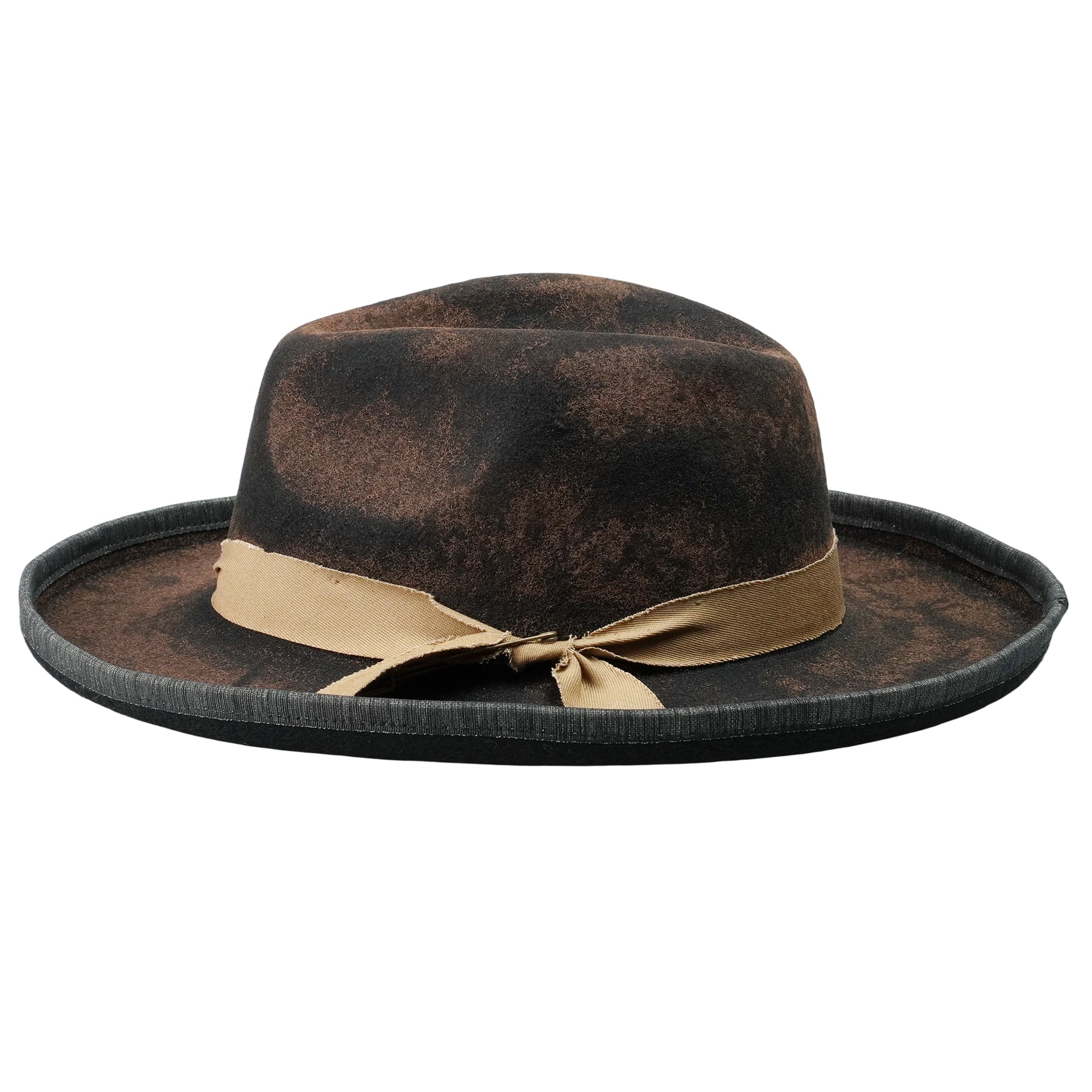 Burnt Edge Fedora - Black with Light Khaki Band