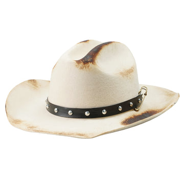 Hand-Burned Refined Felt Hat – Subtle Hue, Edgy Flame Marks