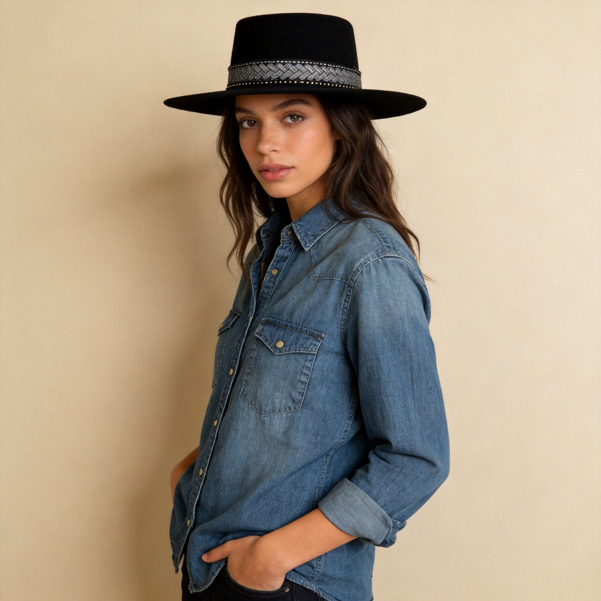 Artisan Black Gambler – Wide Flat Brim