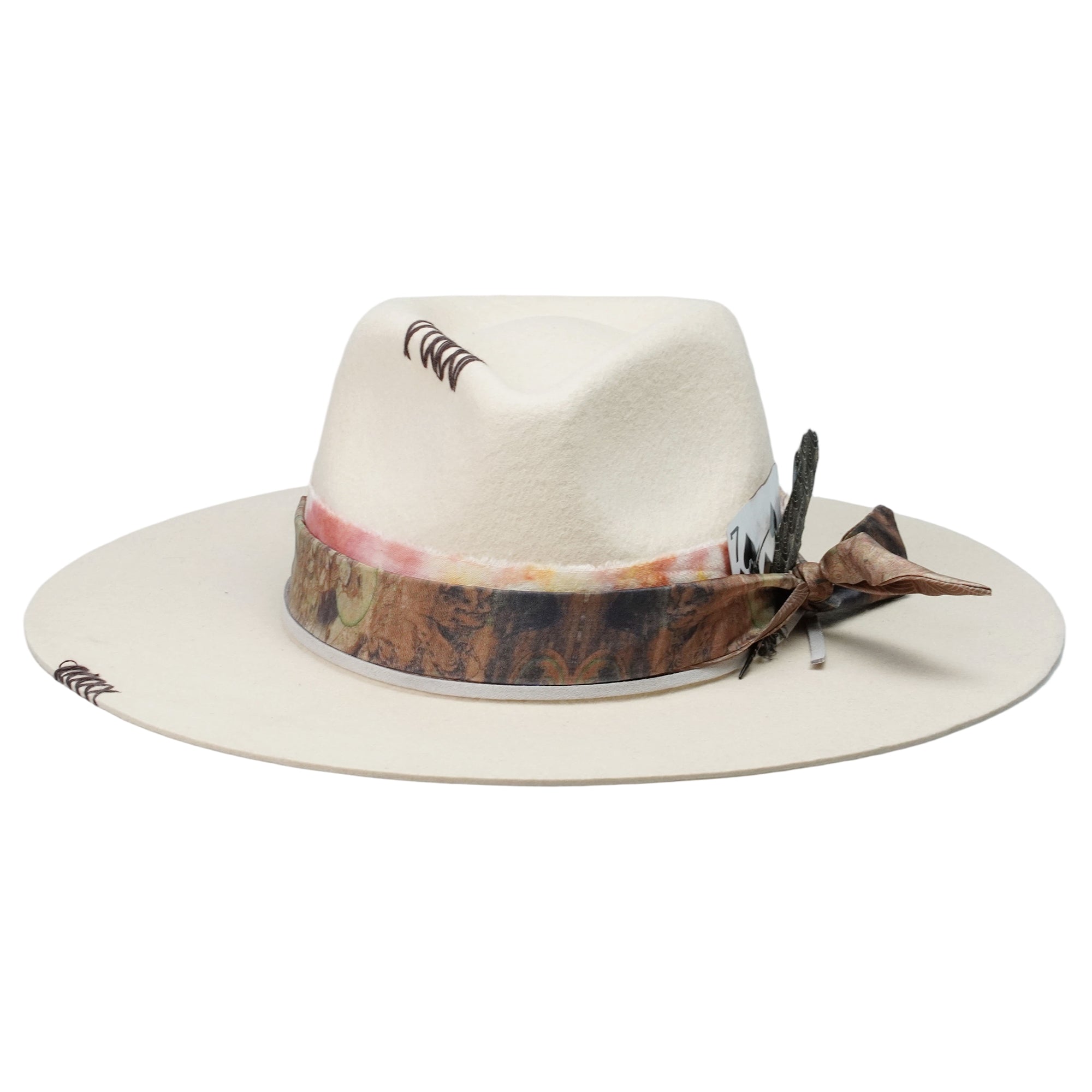 Elegant Beige Hat with Decorative Card Detail