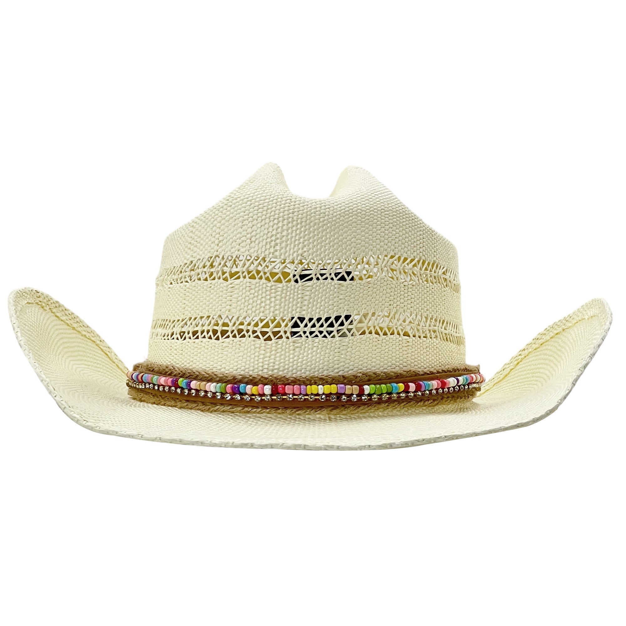 Beaded Straw Hat – Ventilated Crown Design