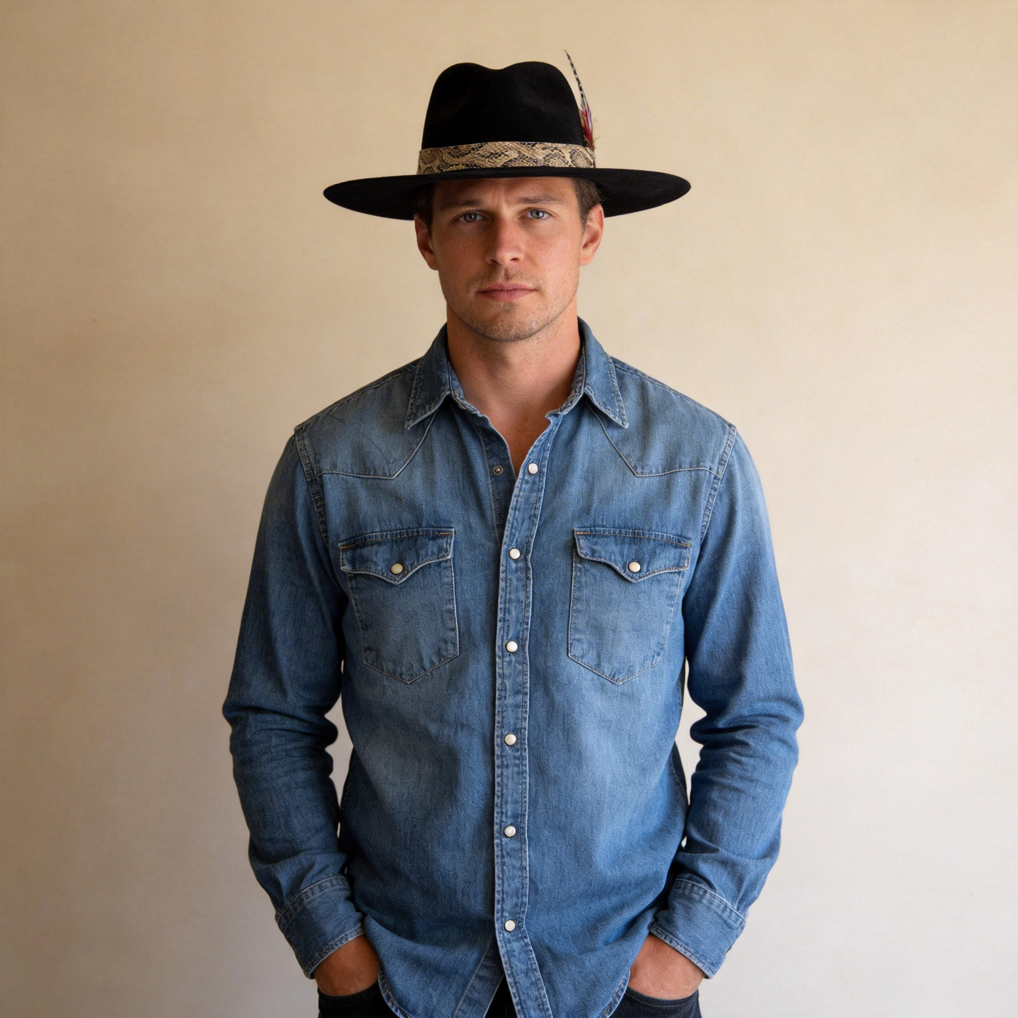 Custom Feather Black Felt Hat
