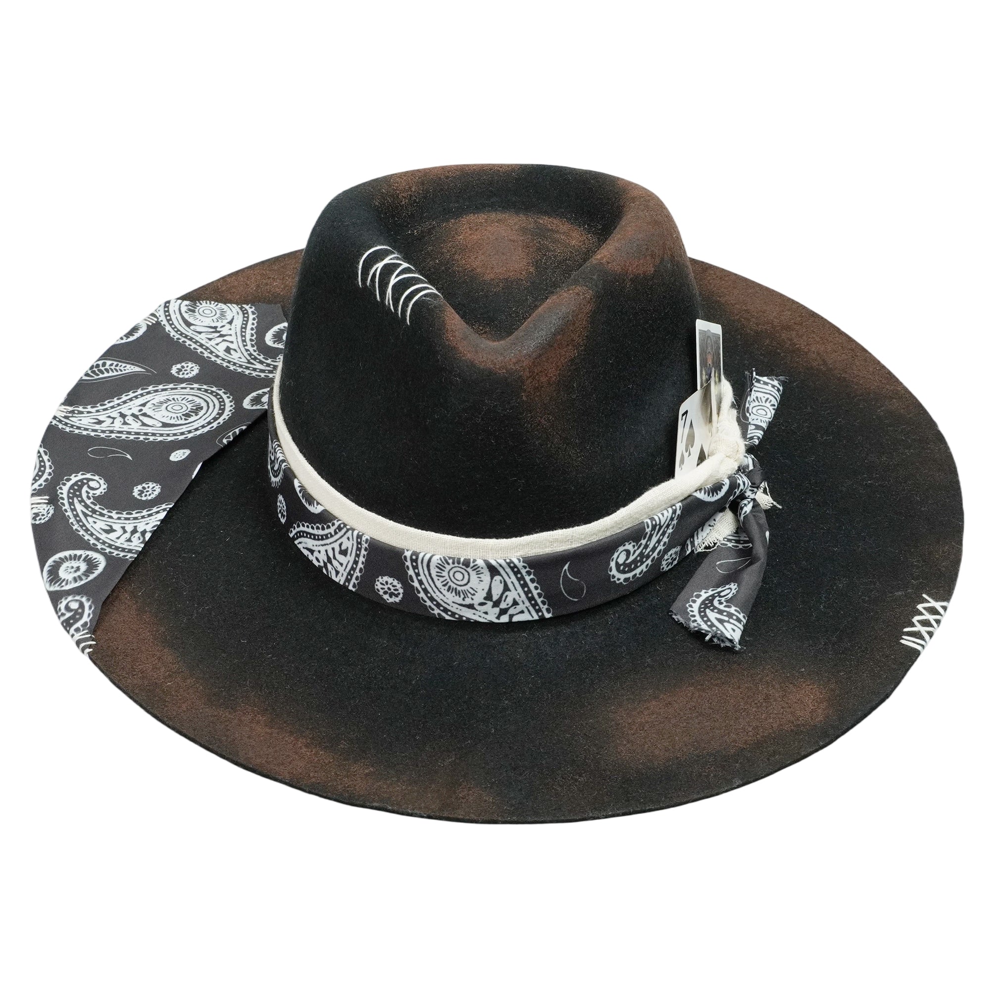 Modern Felt Hat – Burnt Finish, Textile Brim Decoration