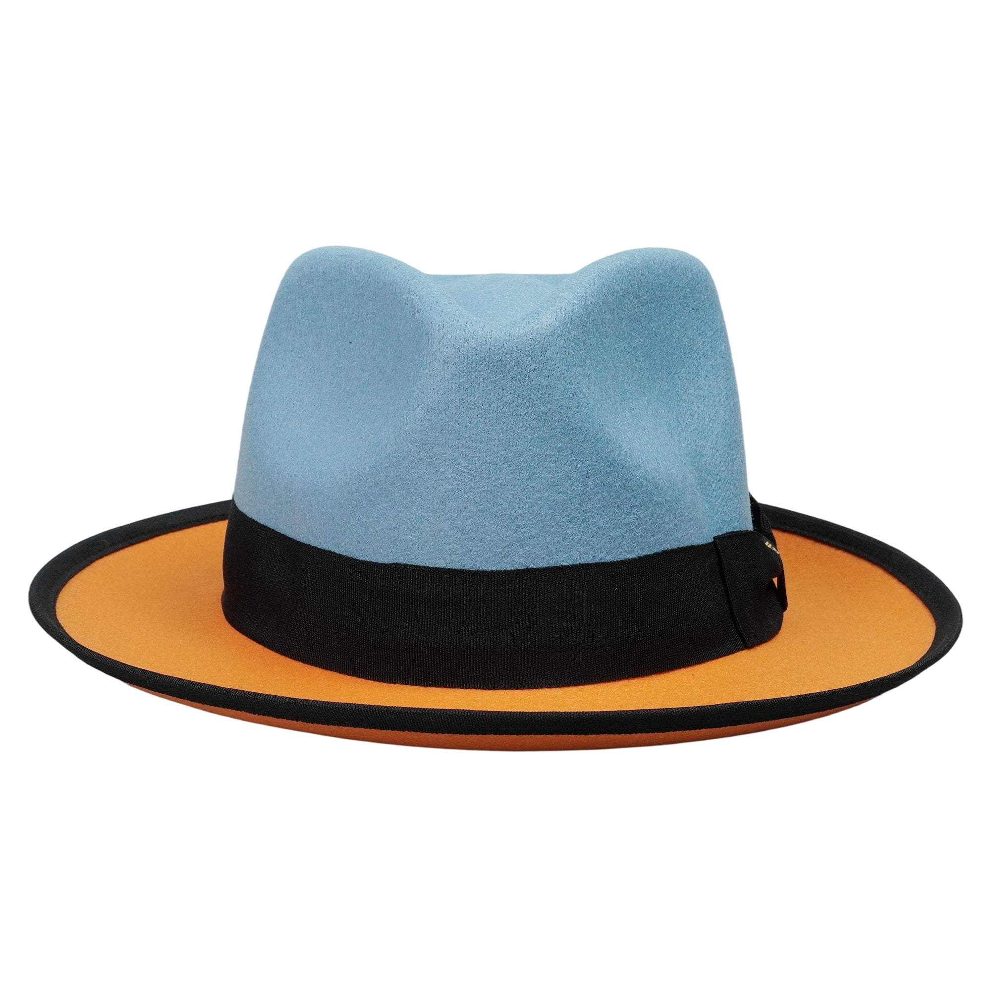 Elegant Two-Tone Soft Hat – Sky Blue and Citrus Edge