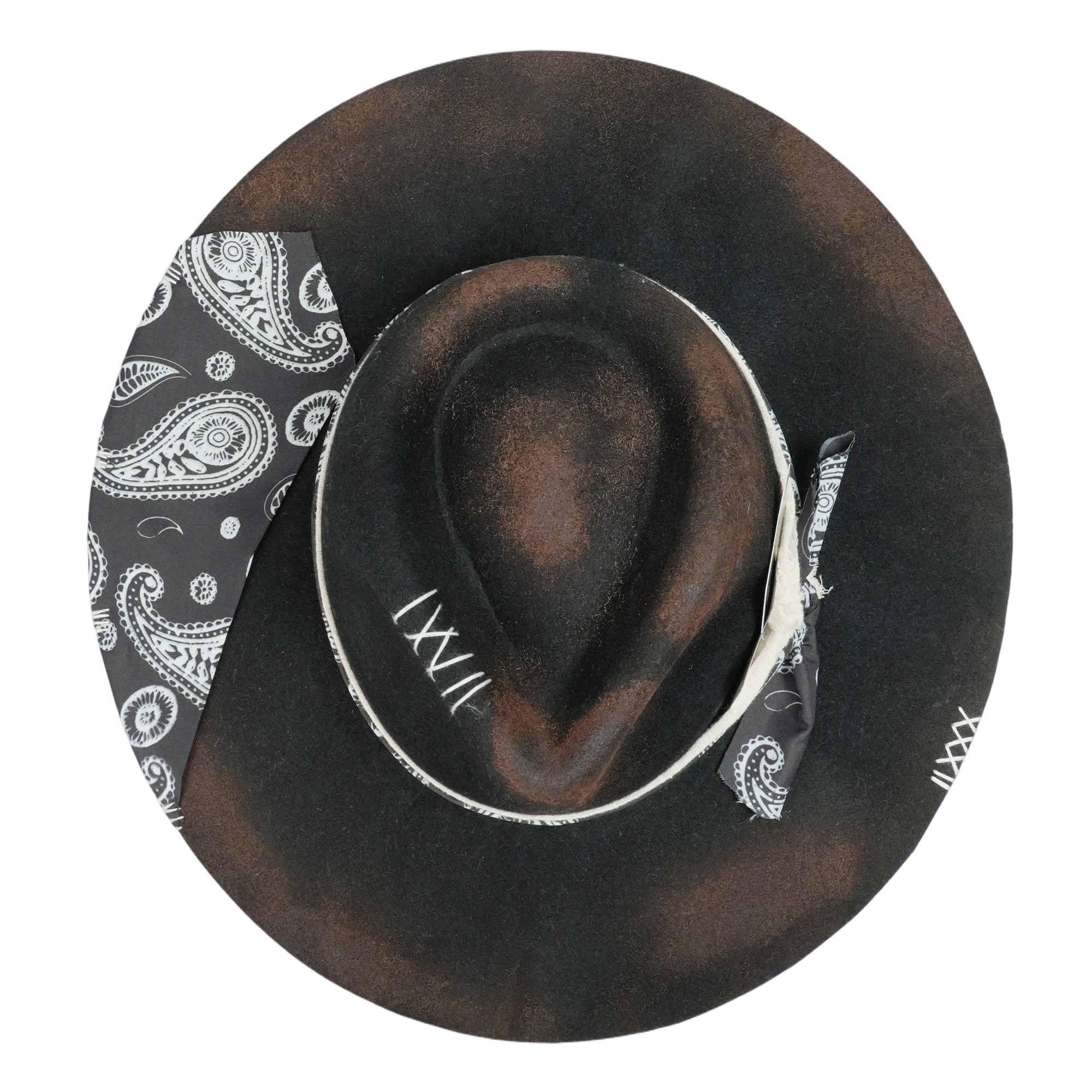 Modern Felt Hat – Burnt Finish, Textile Brim Decoration
