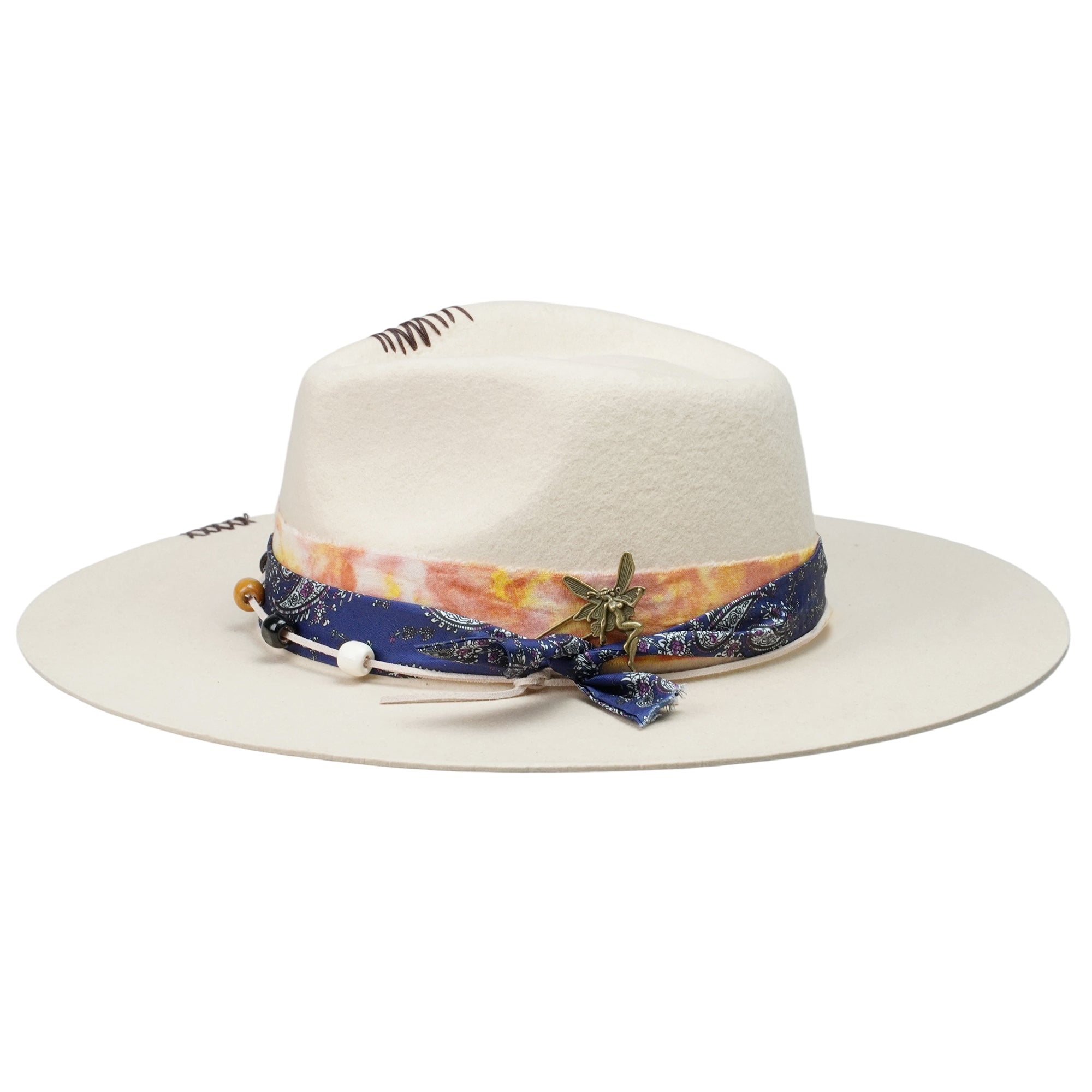Modern Felt Hat: Luxurious Fabric, Metal, Beads