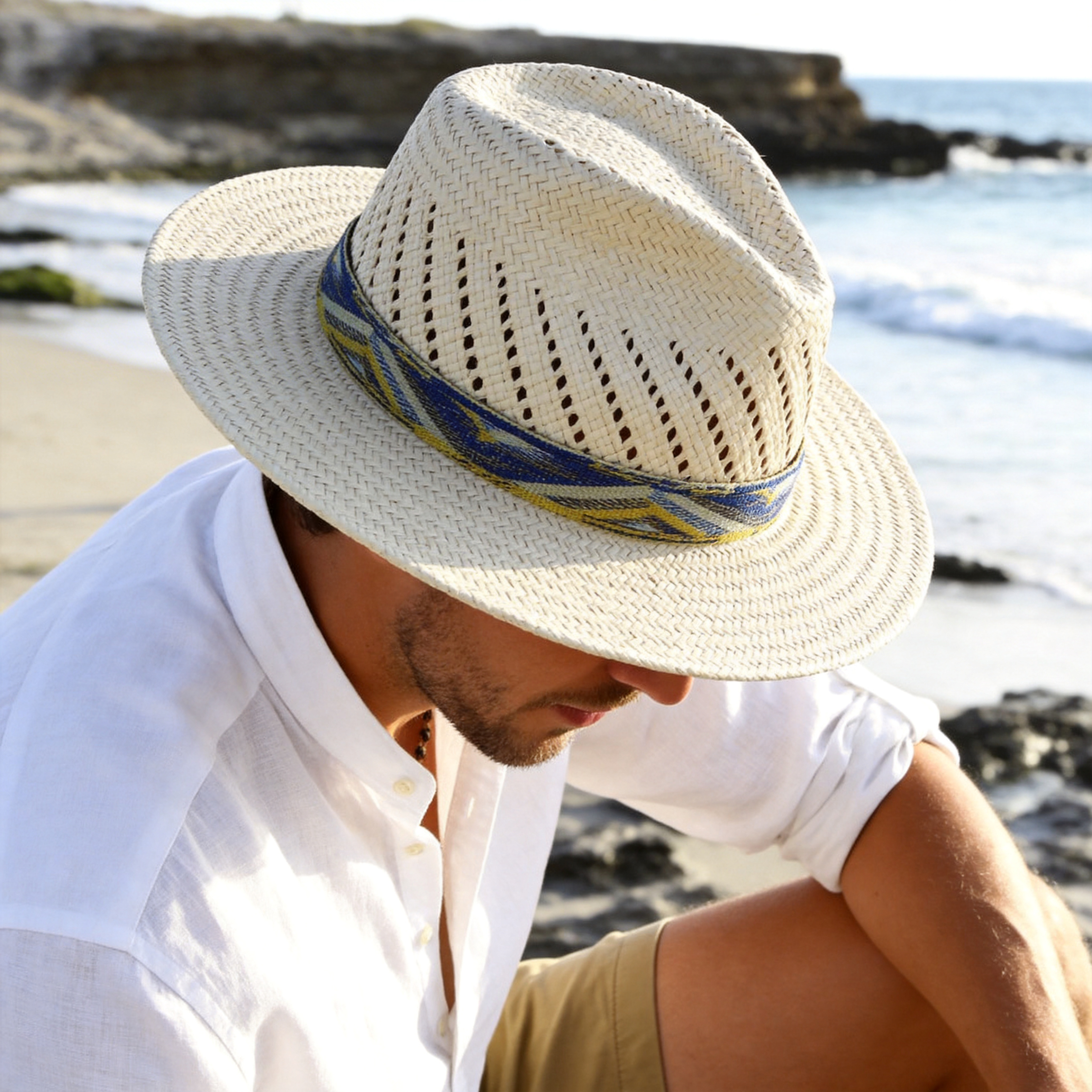 Chic Straw Hat – Woven Trim