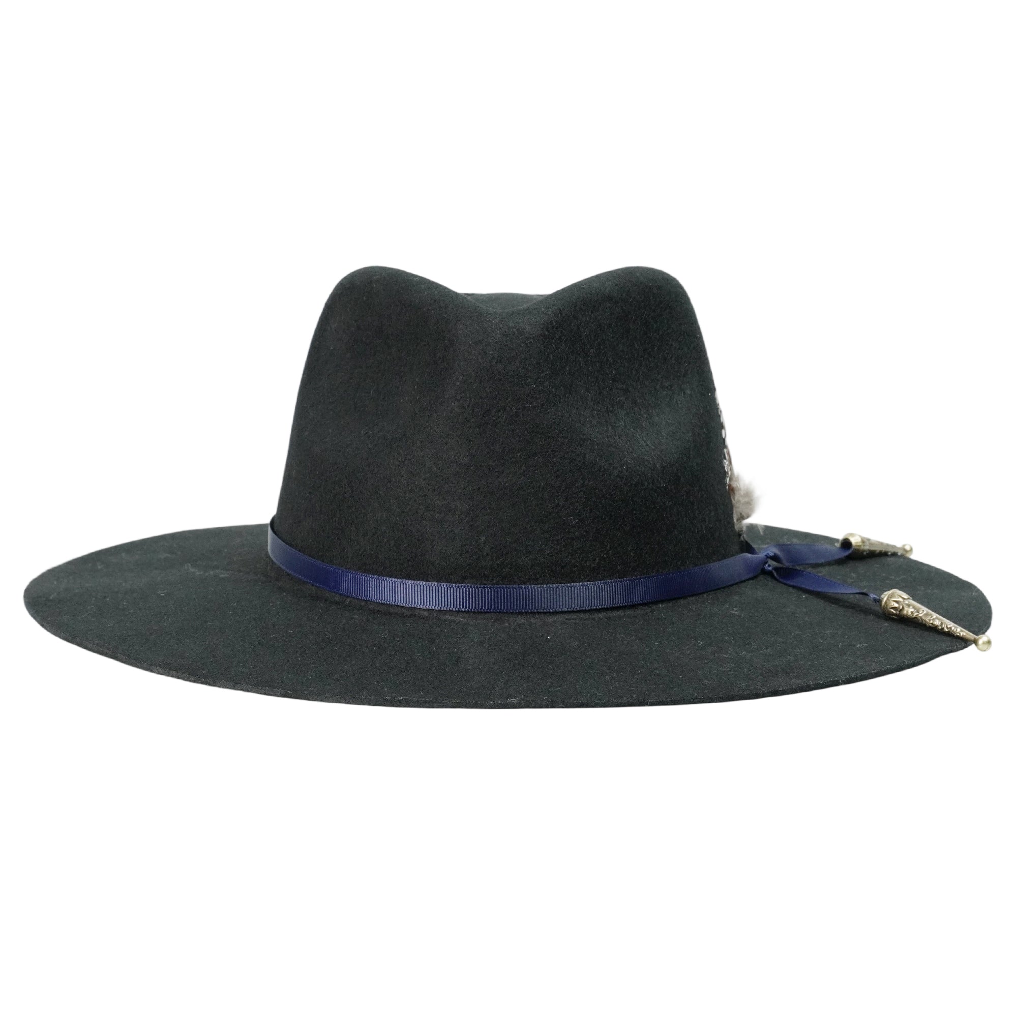 Felt Hat – Black Teardrop Crown with Blue Band