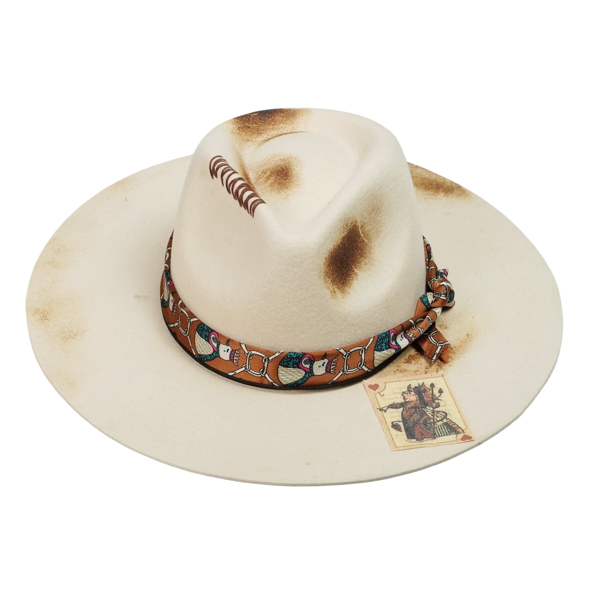 Statement Felt Hat – Teardrop Crown, Decorated Brim
