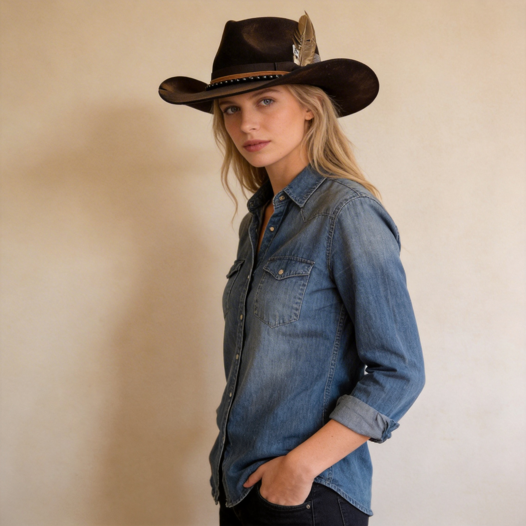 Hand-Burned Western Hat – Black