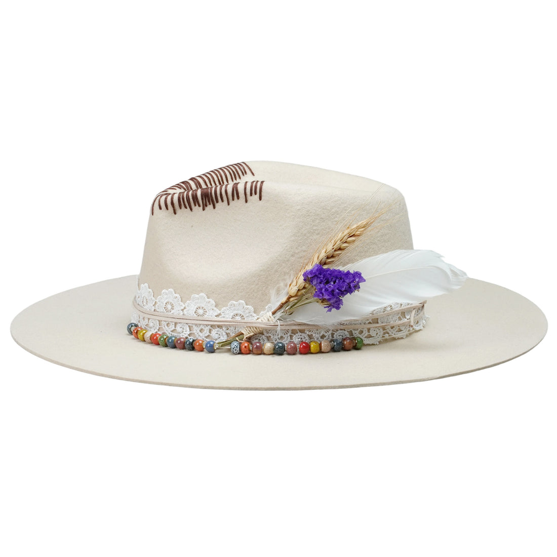 Classic Teardrop Crown - Cream with Colorful Beads