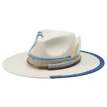 Teardrop Fedora - Cream with Leather & Silver Chain