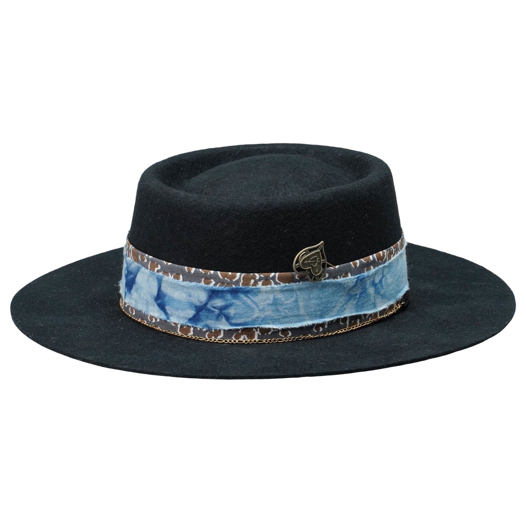 Gambler Hat with Tie-Dyed Band & Metal Accents