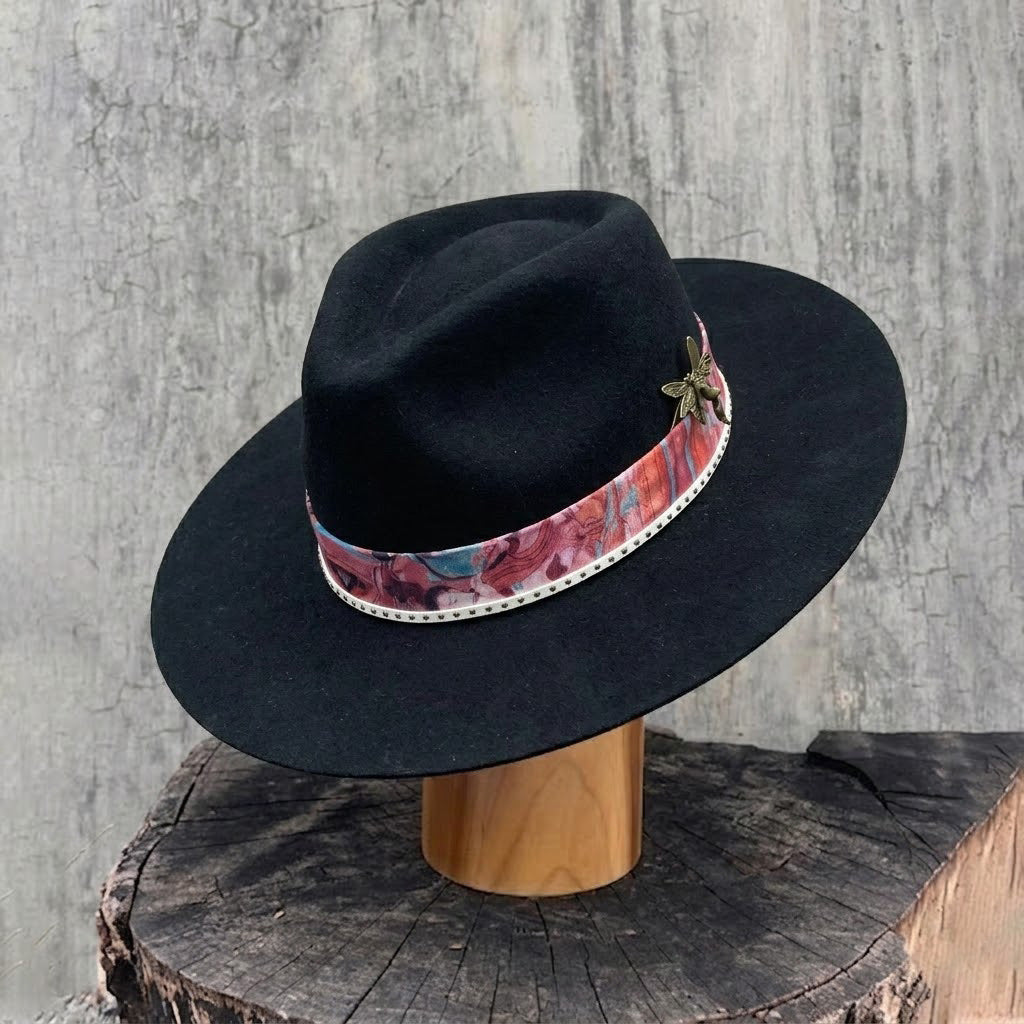 Statement Brim Hat: Custom Band, Metal Pin