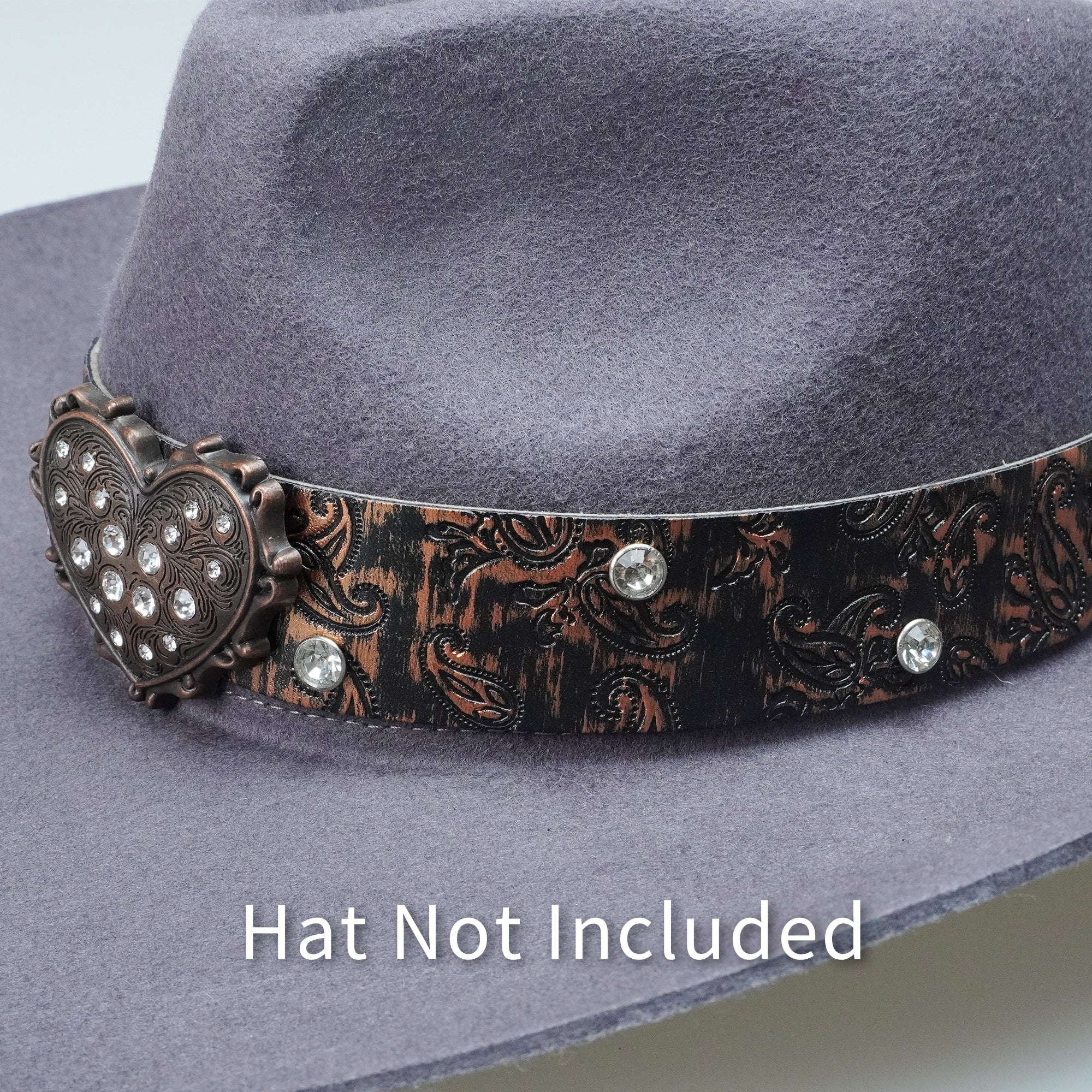 HEART METAL LEATHER HAT BAND