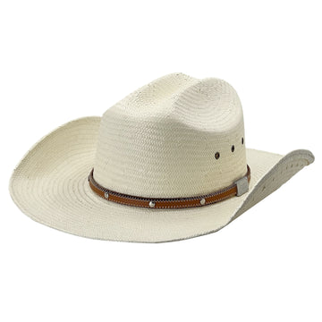 Beige Base -Woven Summer Hats Custom Leather