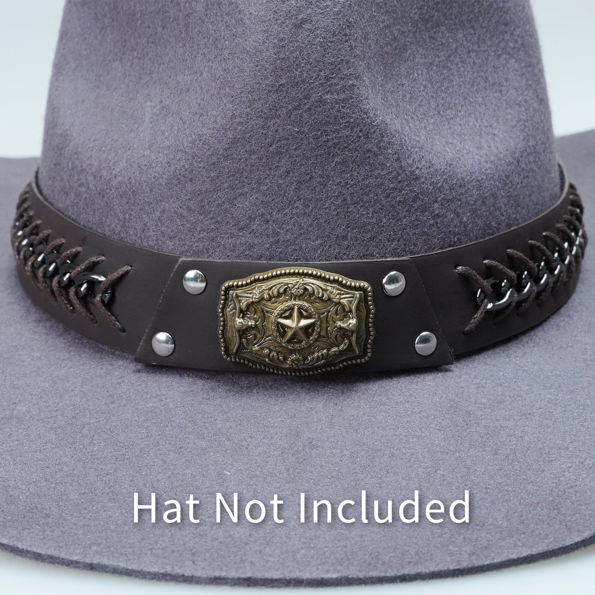 STAR METAL BRAIDED LEATHER HAT BAND