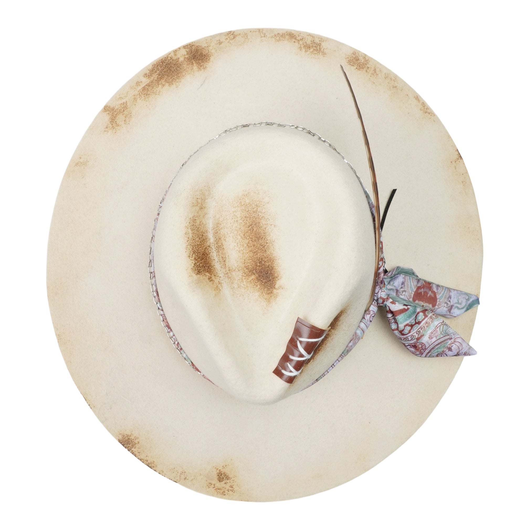 Flat-Brim Hat – Off-White, Charred, Leather, Feathers